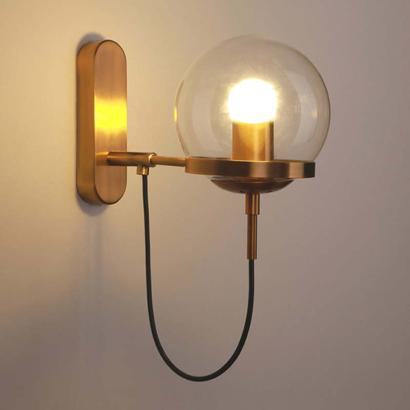 Silva Rustikale Retro Glasglobus Wandleuchte, Schwarz/Bronze