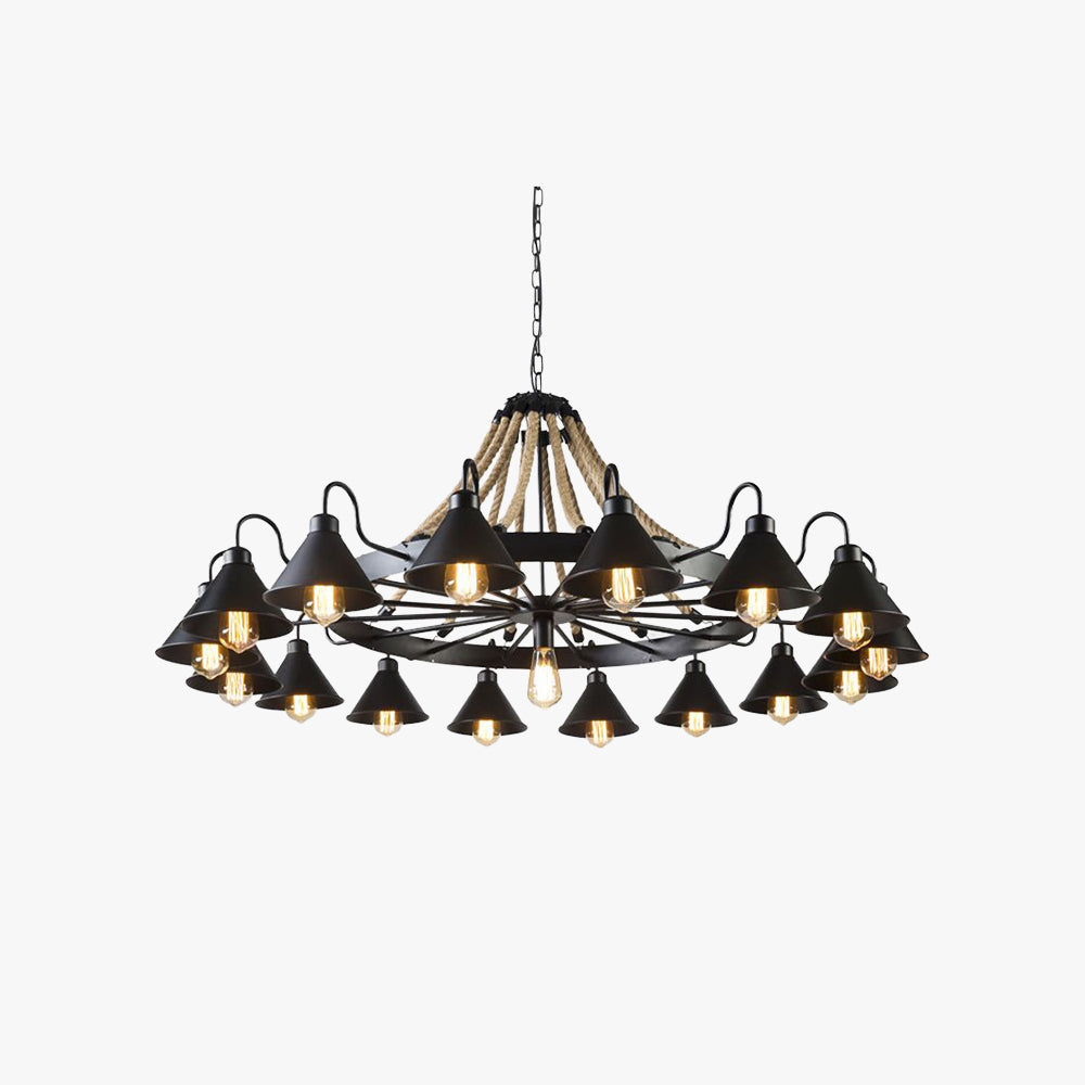 Epoch Vintage Industrial Rope LED Kronleuchter Schwarz Wohn/Schlafzimmer