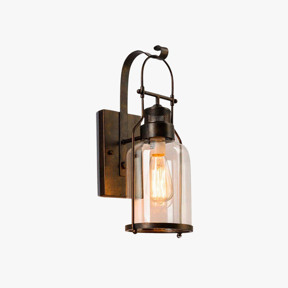Silva Vintage Lantern Wandleuchte Schwarz/Rost Flur/Treppenhaus Wohn/Schlafzimmer Metall&Glas