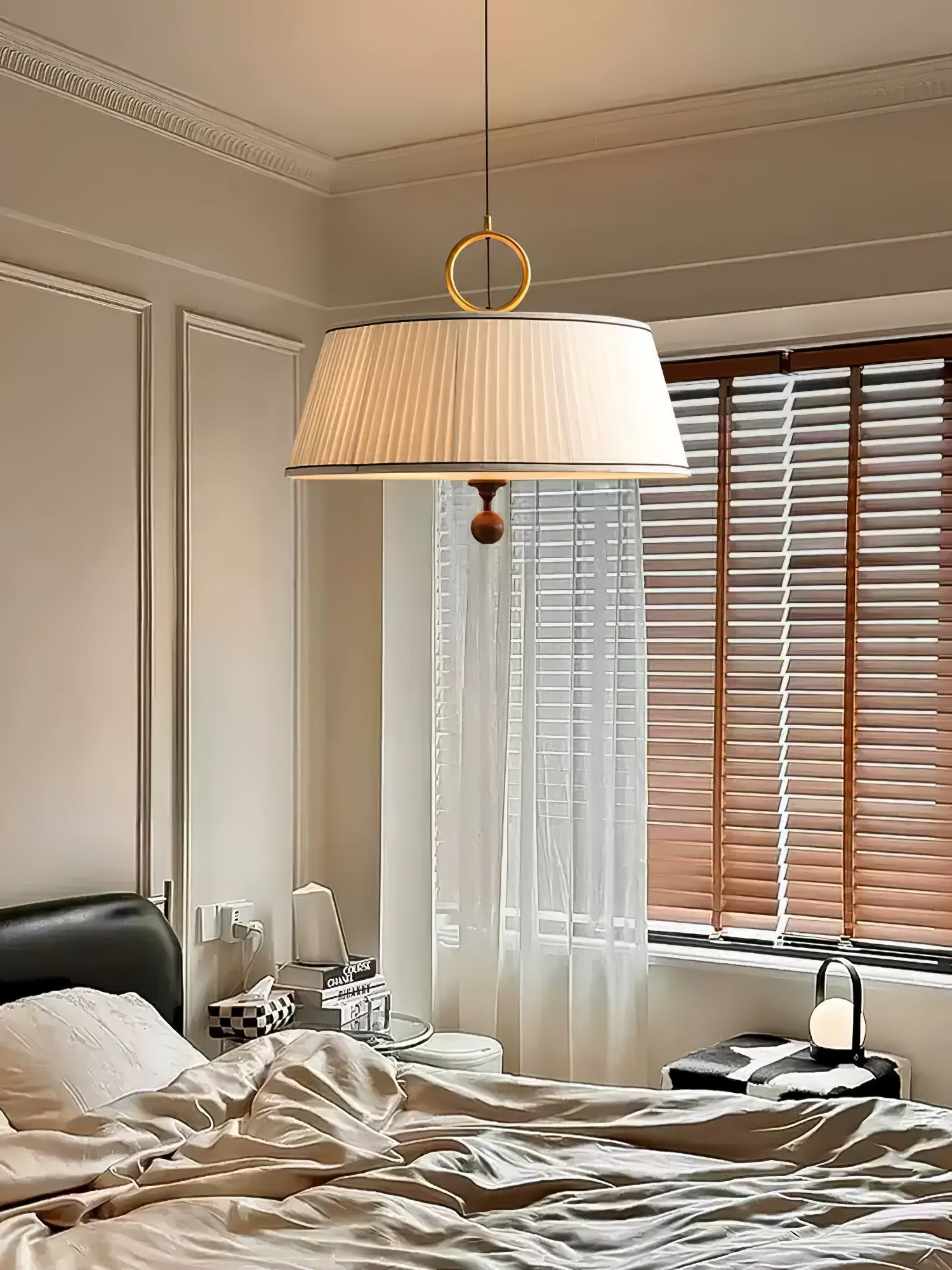 Zavaran Traditionelle Naturholz Stoff Pendelleuchte-Letslighting