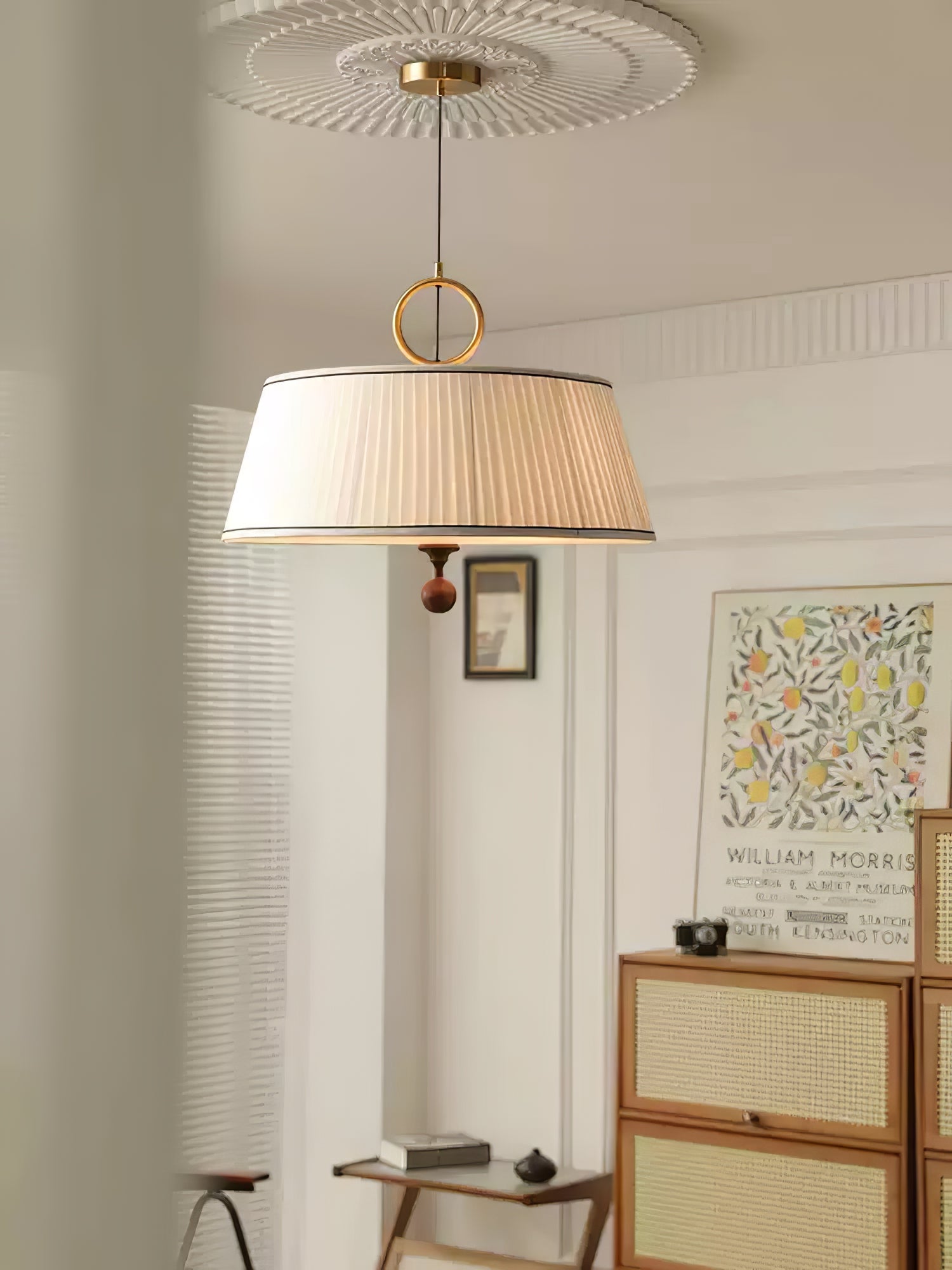 Zavaran Traditionelle Naturholz Stoff Pendelleuchte-Letslighting