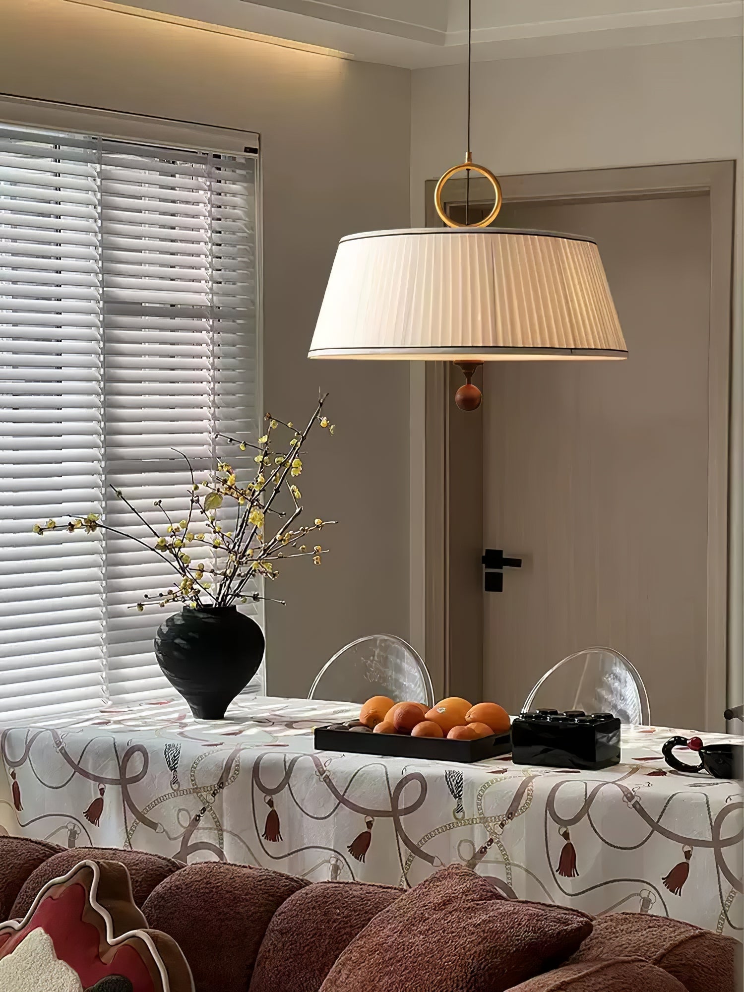 Zavaran Traditionelle Naturholz Stoff Pendelleuchte-Letslighting