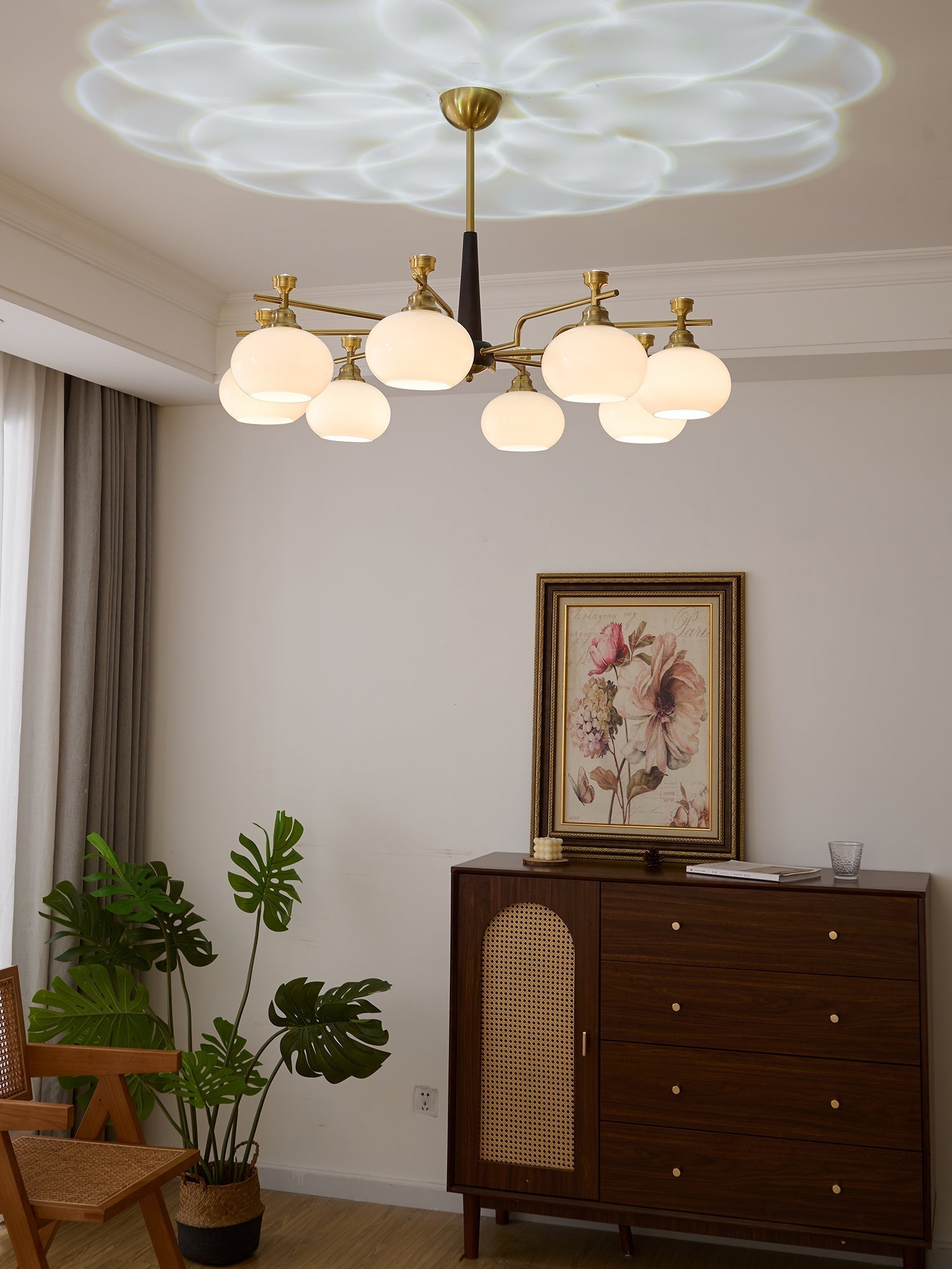 Velirara Traditioneller Einzigartiger Kugel-Holz-Glas-Kronleuchter-Letslighting