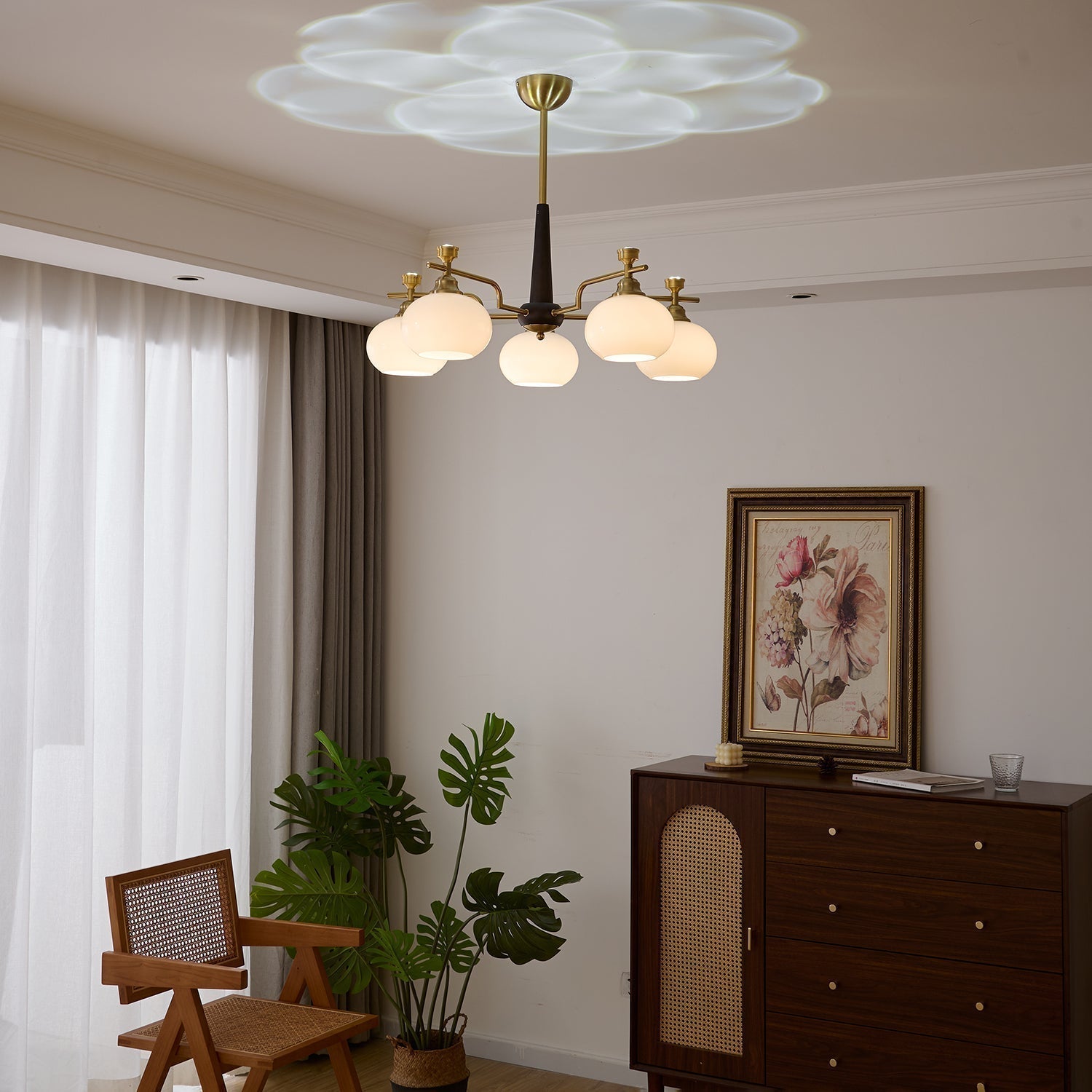 Velirara Traditioneller Einzigartiger Kugel-Holz-Glas-Kronleuchter-Letslighting