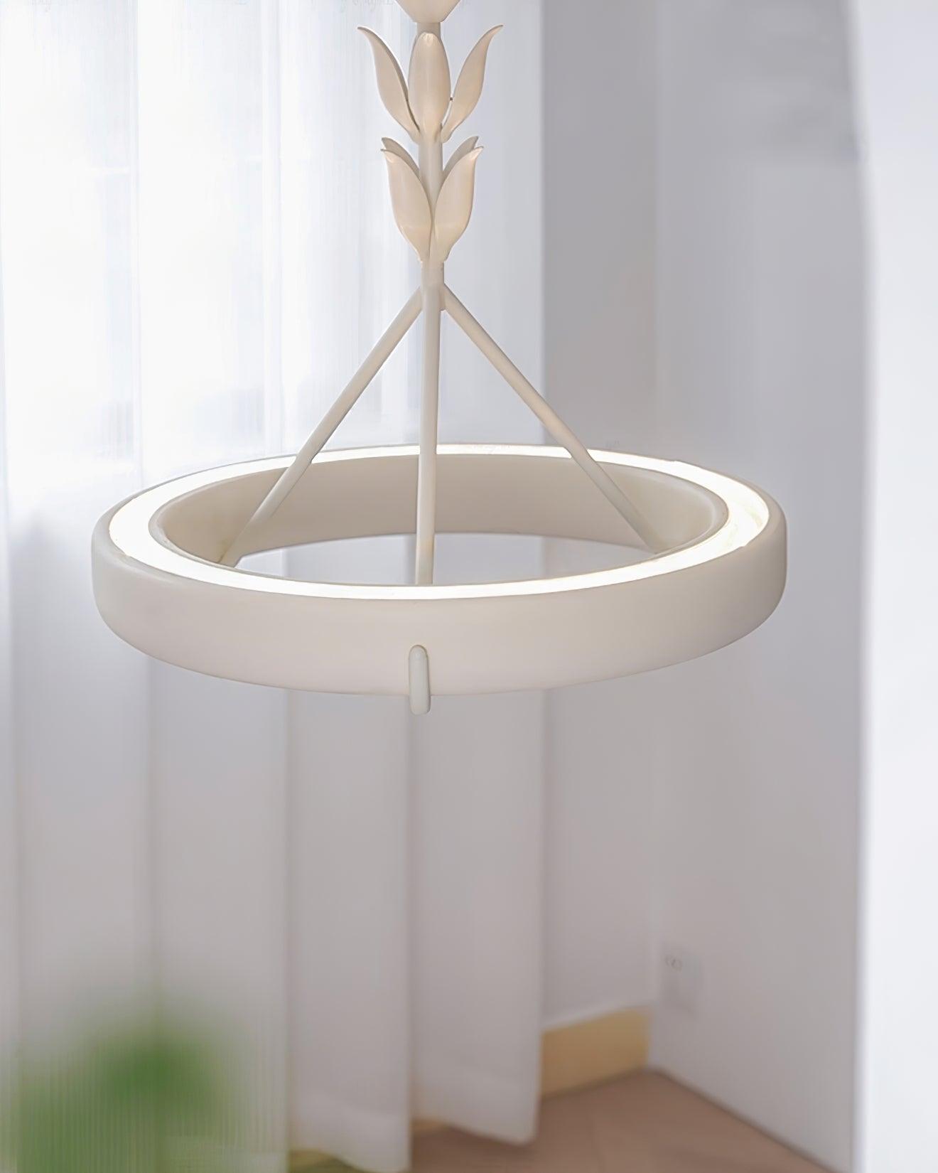 Lustra Kronleuchter Gips Weiß Floral Minimalistisch-Letslighting