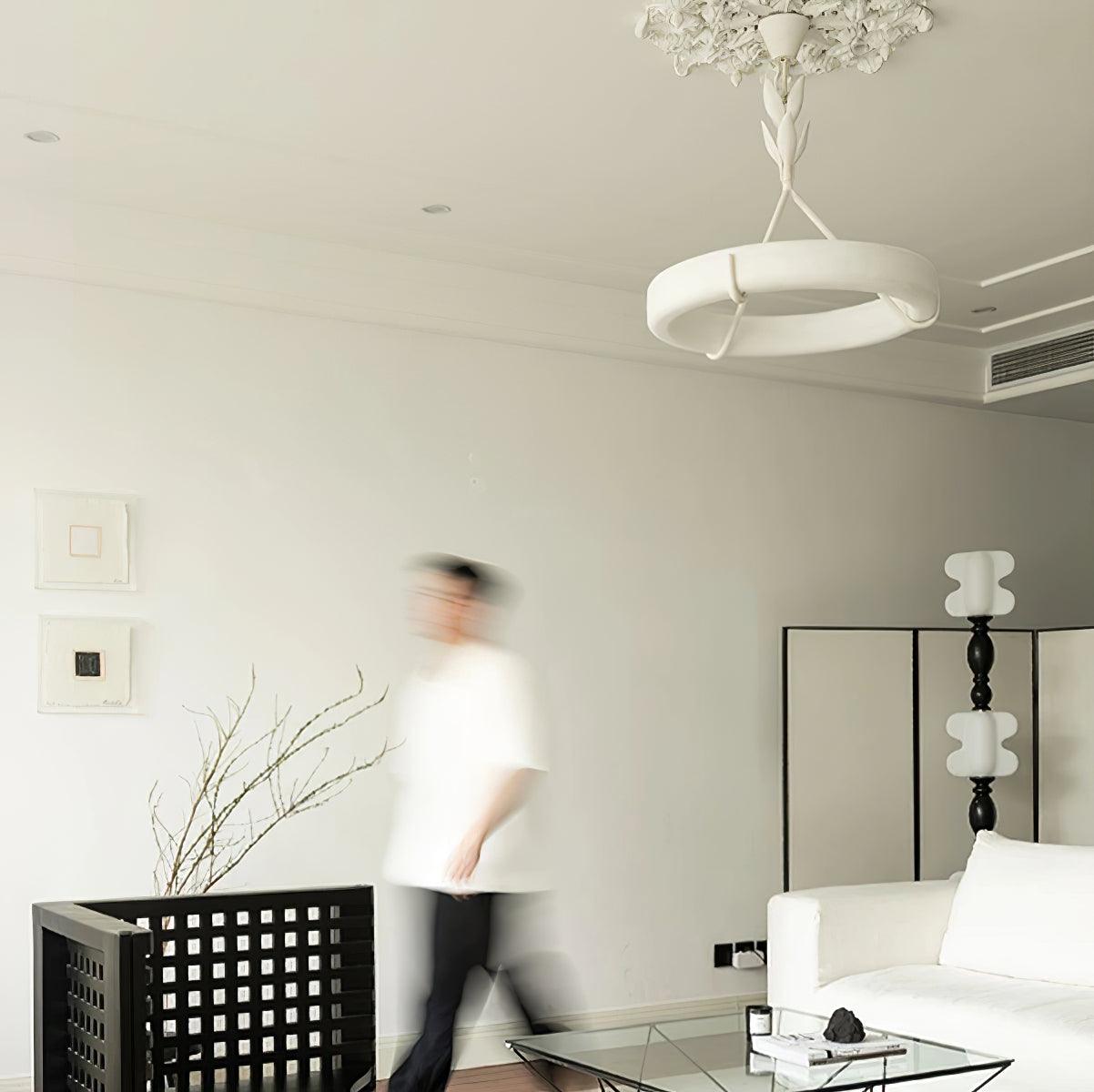 Lustra Kronleuchter Gips Weiß Floral Minimalistisch-Letslighting