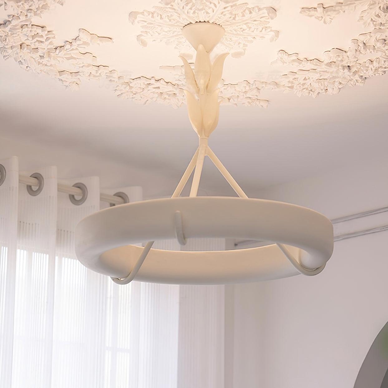 Lustra Kronleuchter Gips Weiß Floral Minimalistisch-Letslighting
