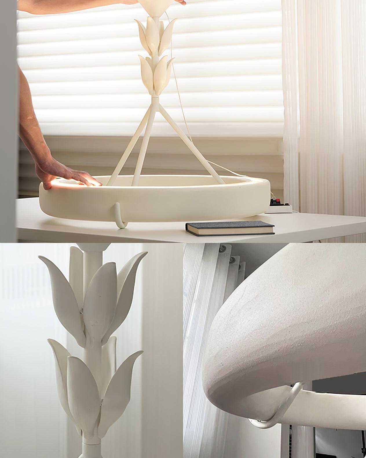 Lustra Kronleuchter Gips Weiß Floral Minimalistisch-Letslighting