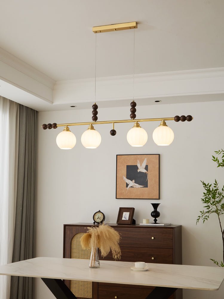 Zerinen Premium Nordic Art Island Glas-Holz-Pendelleuchte-Letslighting