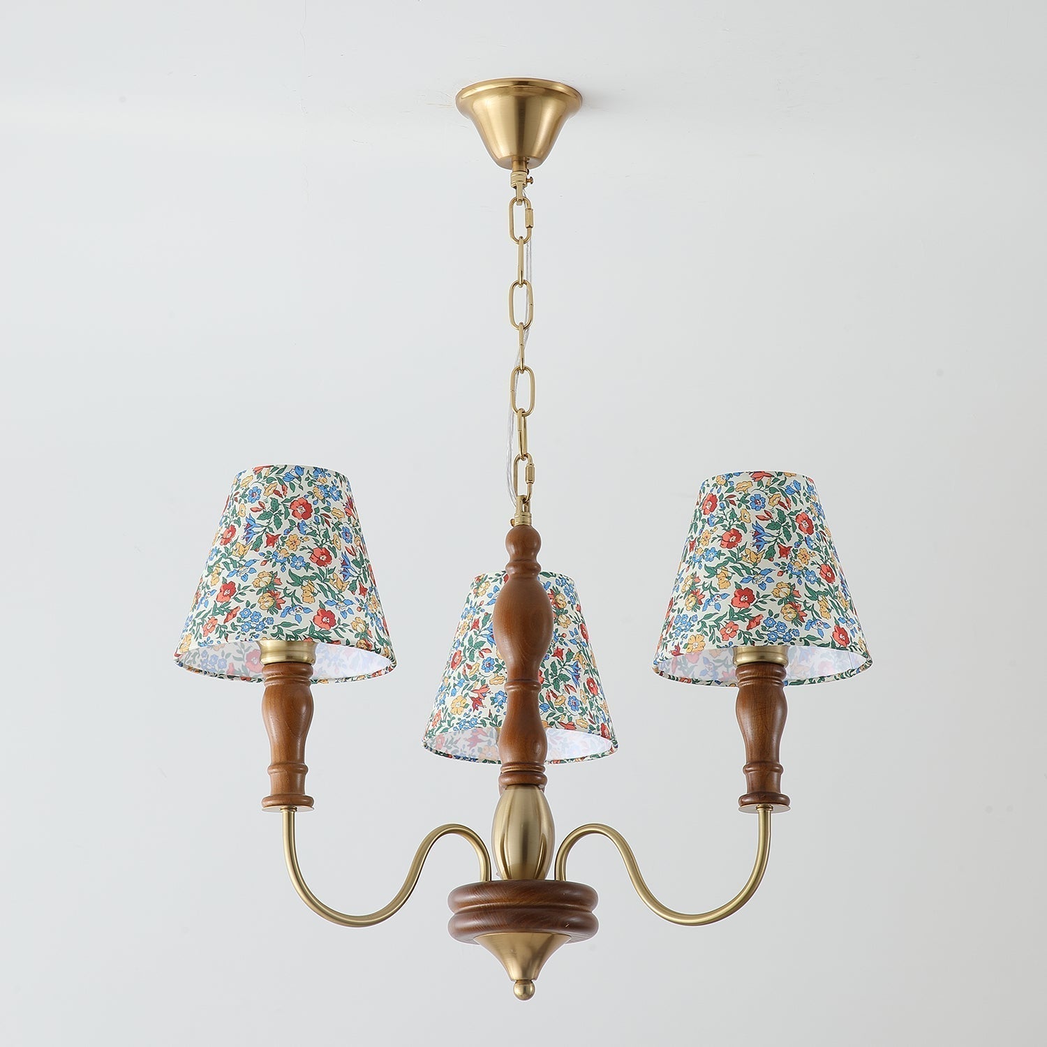 Cassian Kronleuchter mit floralem Stoffbezug-Letslighting