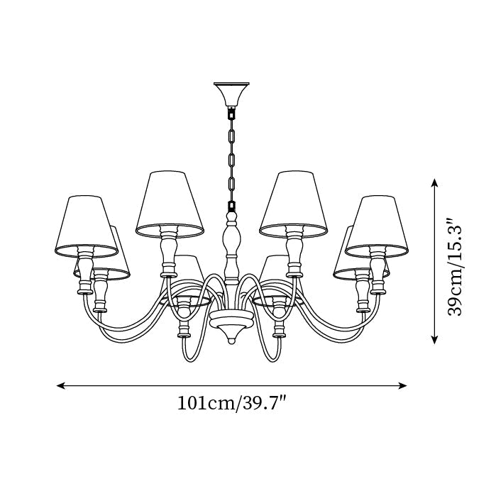 Florinda Floraler Stoffschirm-Kronleuchter mit Holzarmen-Letslighting