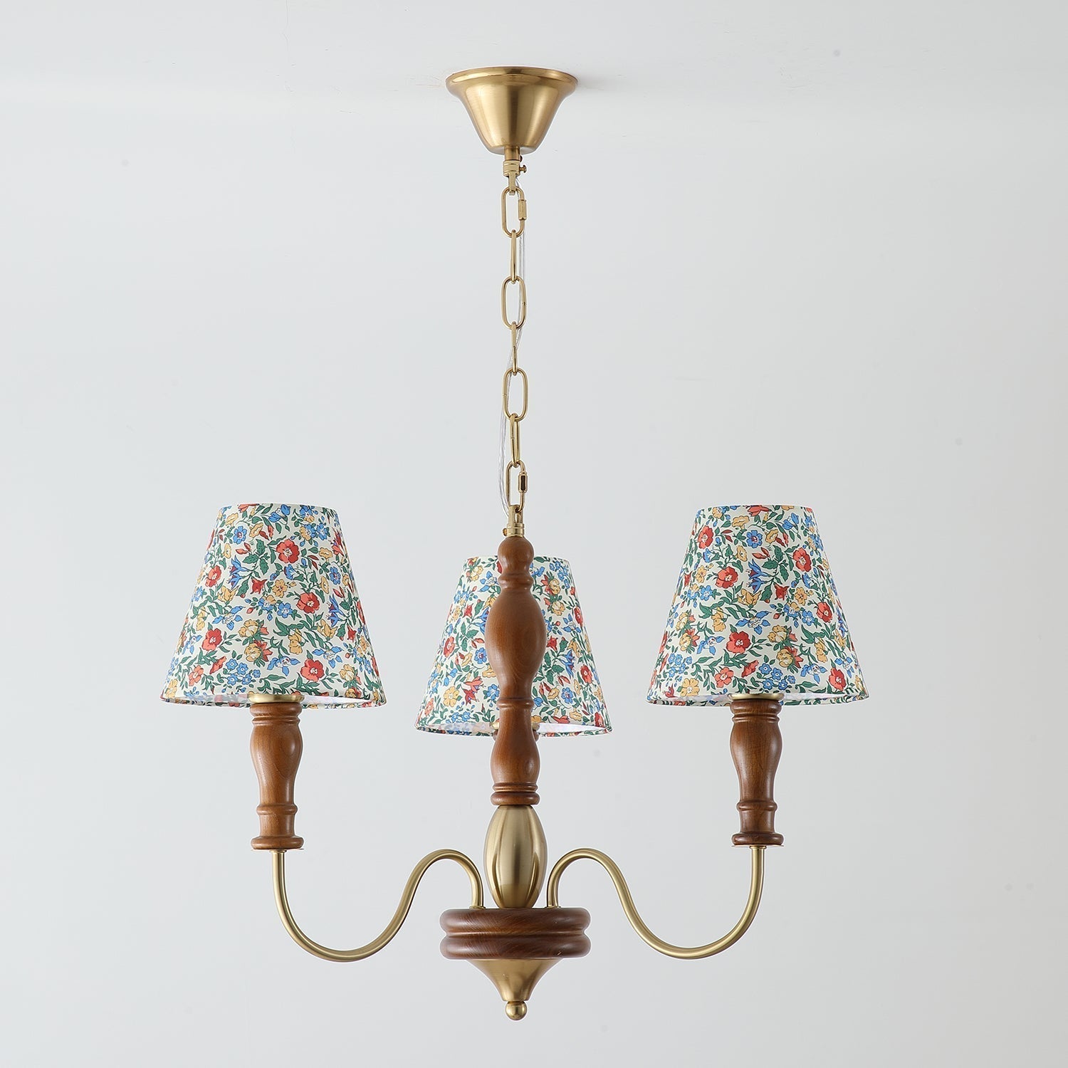 Cassian Kronleuchter mit floralem Stoffbezug-Letslighting