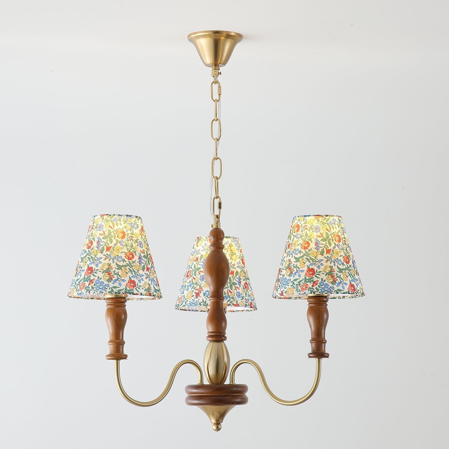 Cassian Kronleuchter mit floralem Stoffbezug-Letslighting