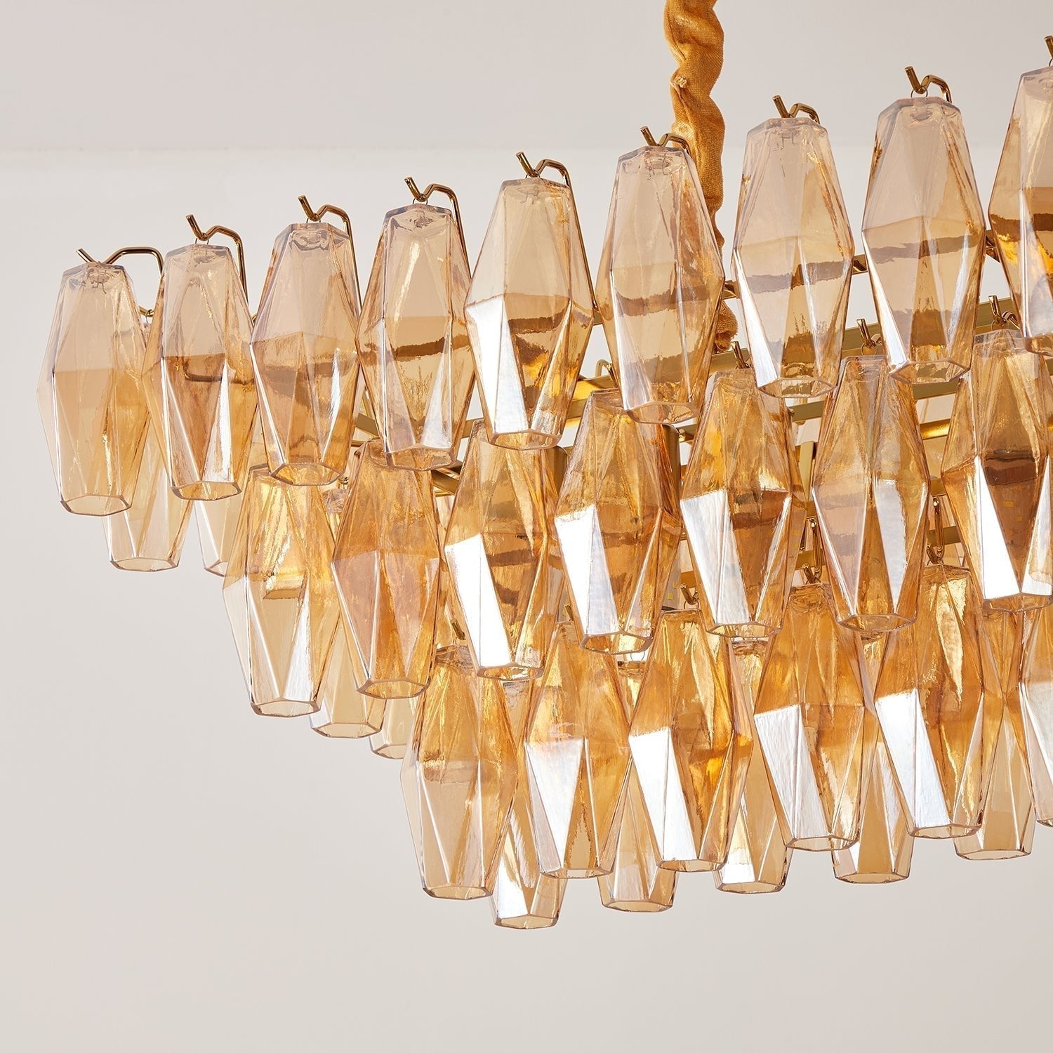 Aurora Chandelier Amber Prism Glass Rectangular Layered - Neutralighting