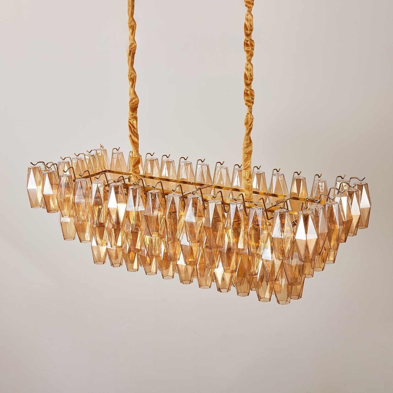 Aurora Chandelier Amber Prism Glass Rectangular Layered - Neutralighting