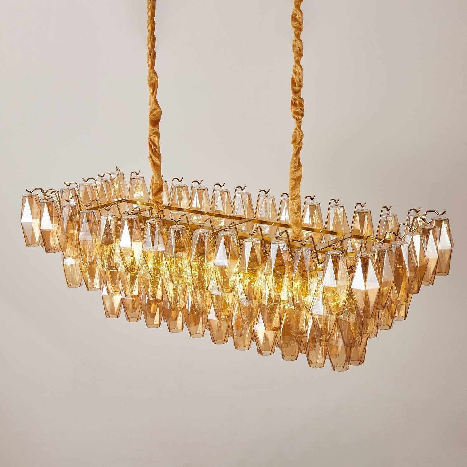 Aurora Chandelier Amber Prism Glass Rectangular Layered - Neutralighting