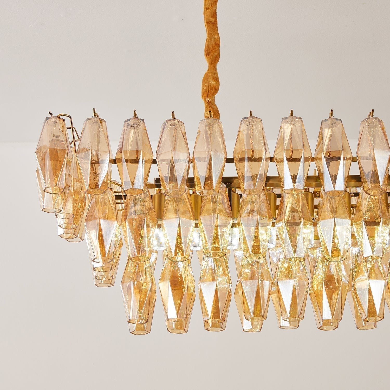 Aurora Chandelier Amber Prism Glass Rectangular Layered - Neutralighting