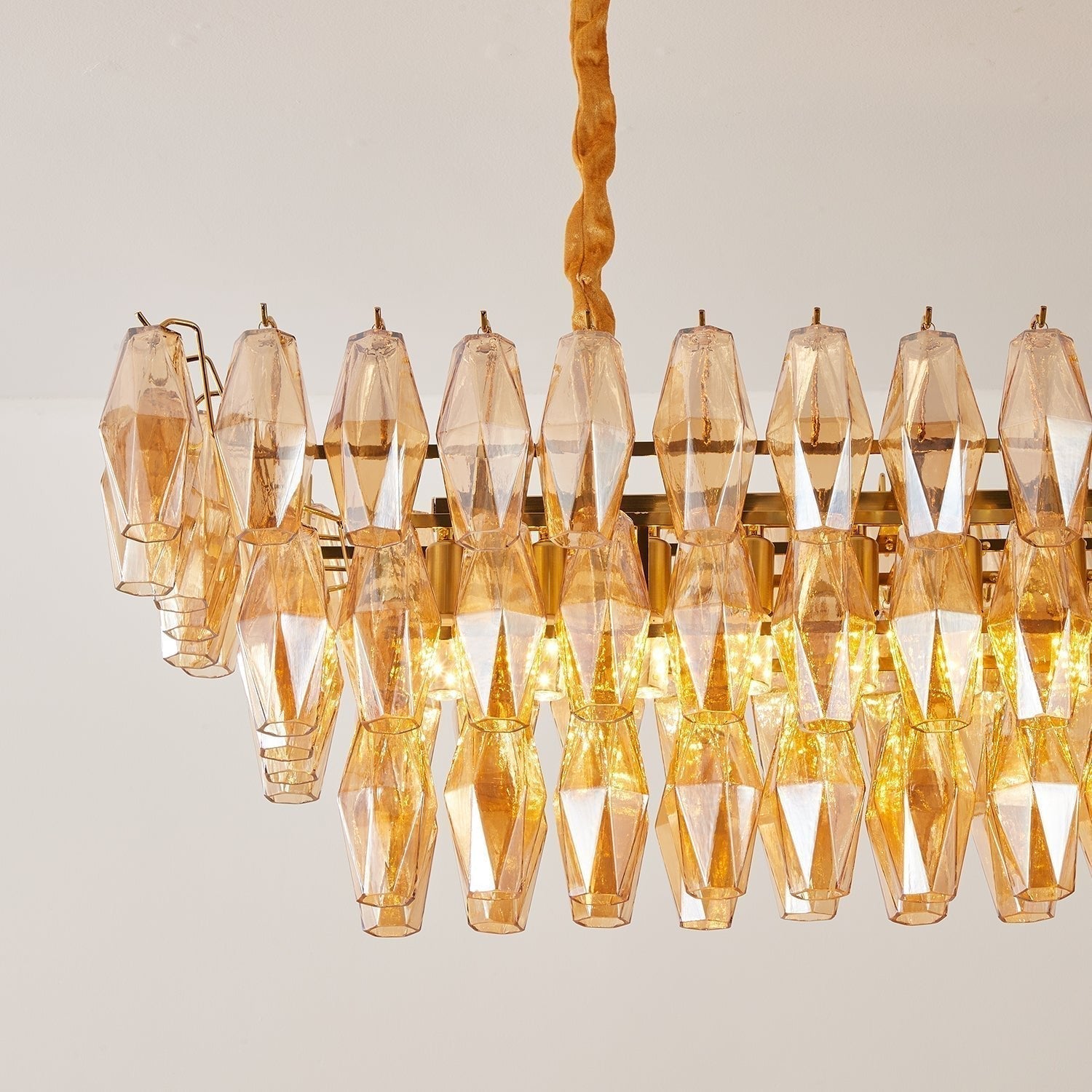 Aurora Chandelier Amber Prism Glass Rectangular Layered - Neutralighting