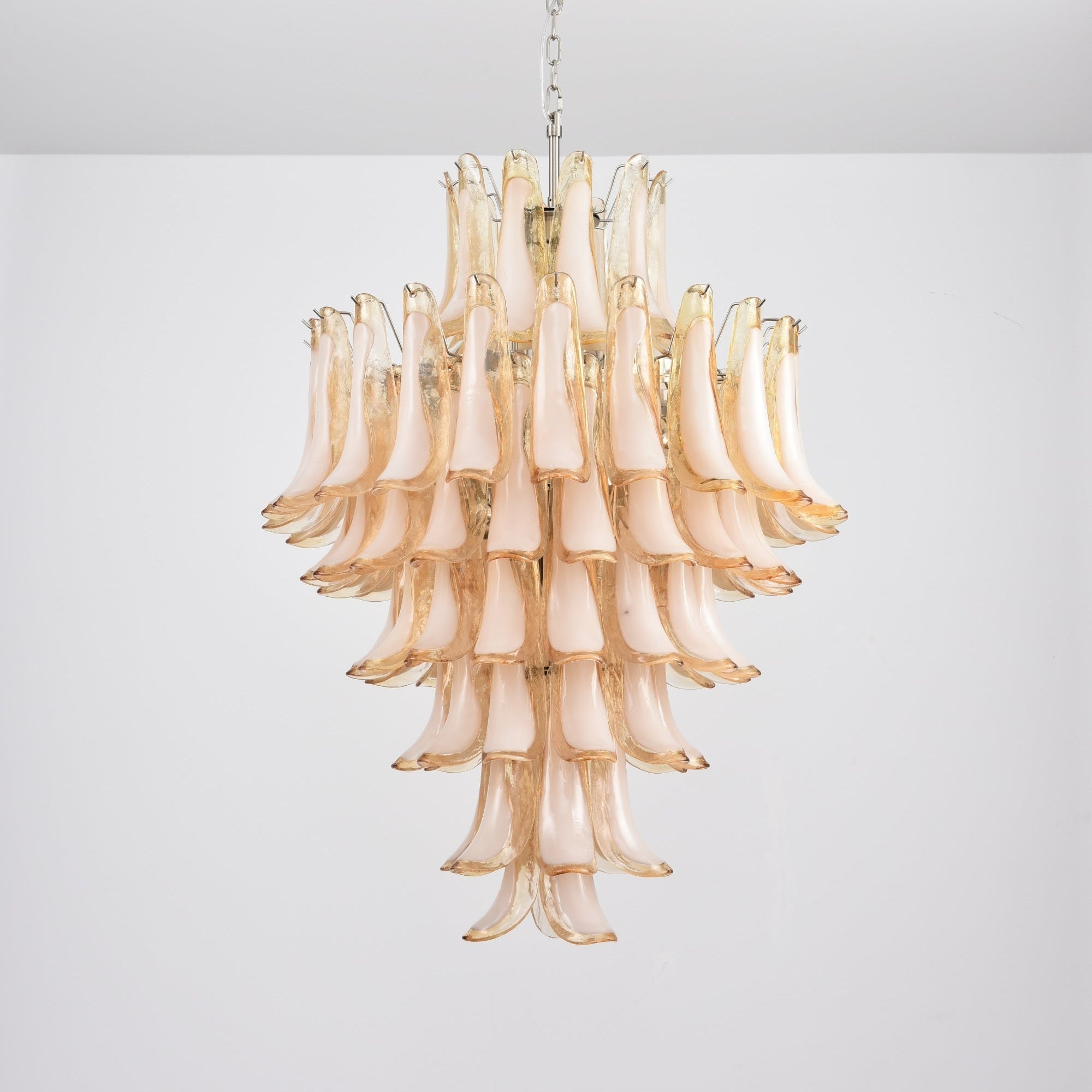 Aurora Chandelier Amber Murano Glass Petal Layered Luxury - Neutralighting