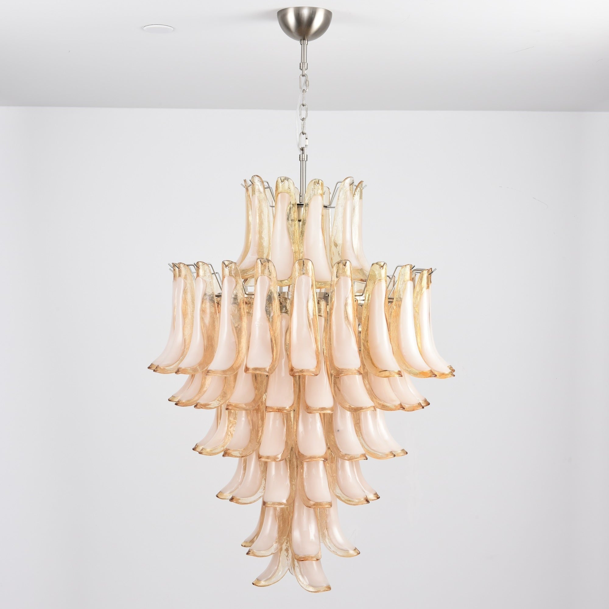 Aurora Chandelier Amber Murano Glass Petal Layered Luxury - Neutralighting
