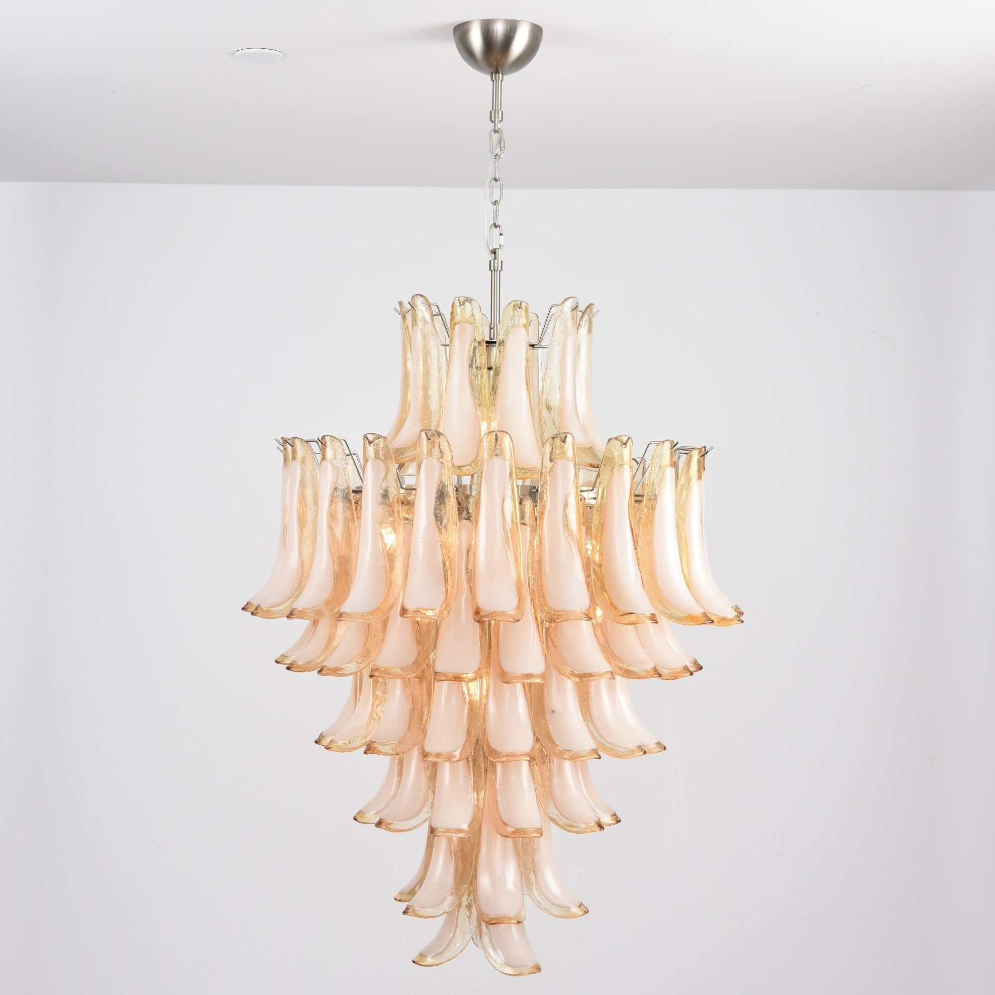 Aurora Chandelier Amber Murano Glass Petal Layered Luxury - Neutralighting