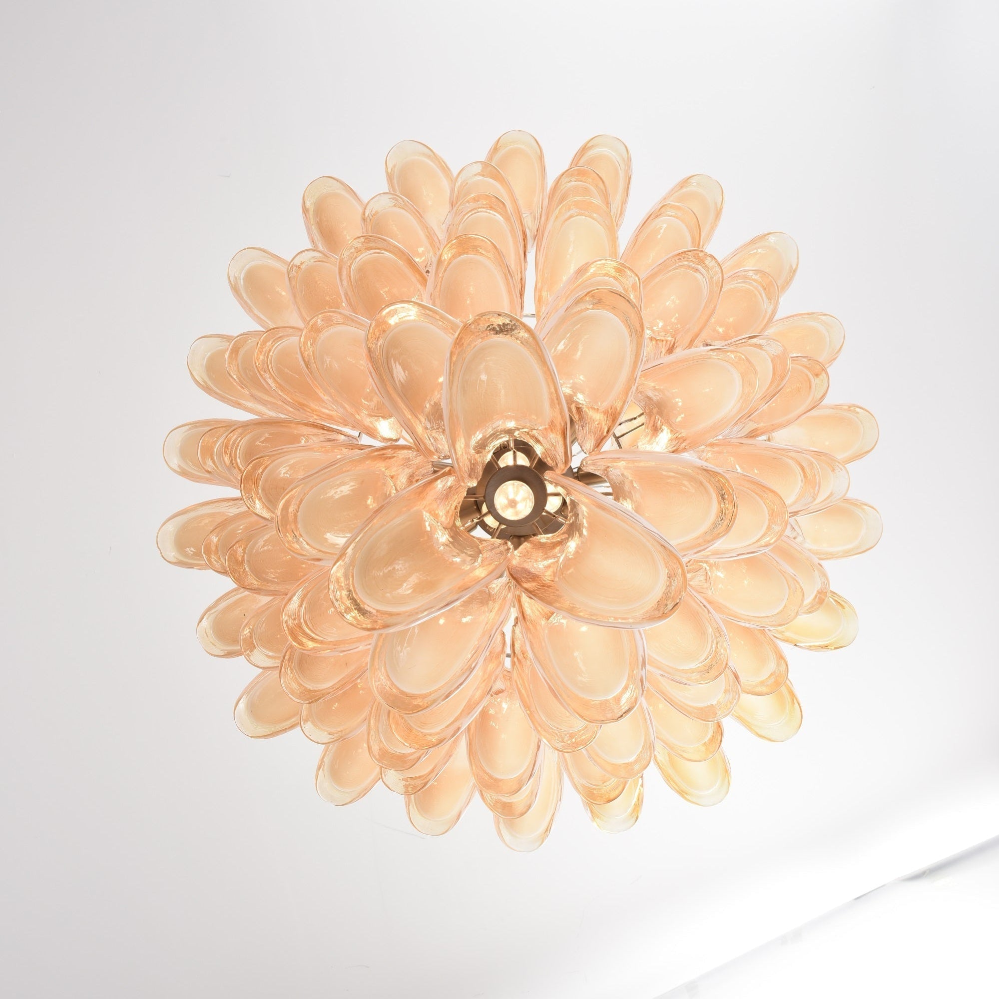 Aurora Chandelier Amber Murano Glass Petal Layered Luxury - Neutralighting