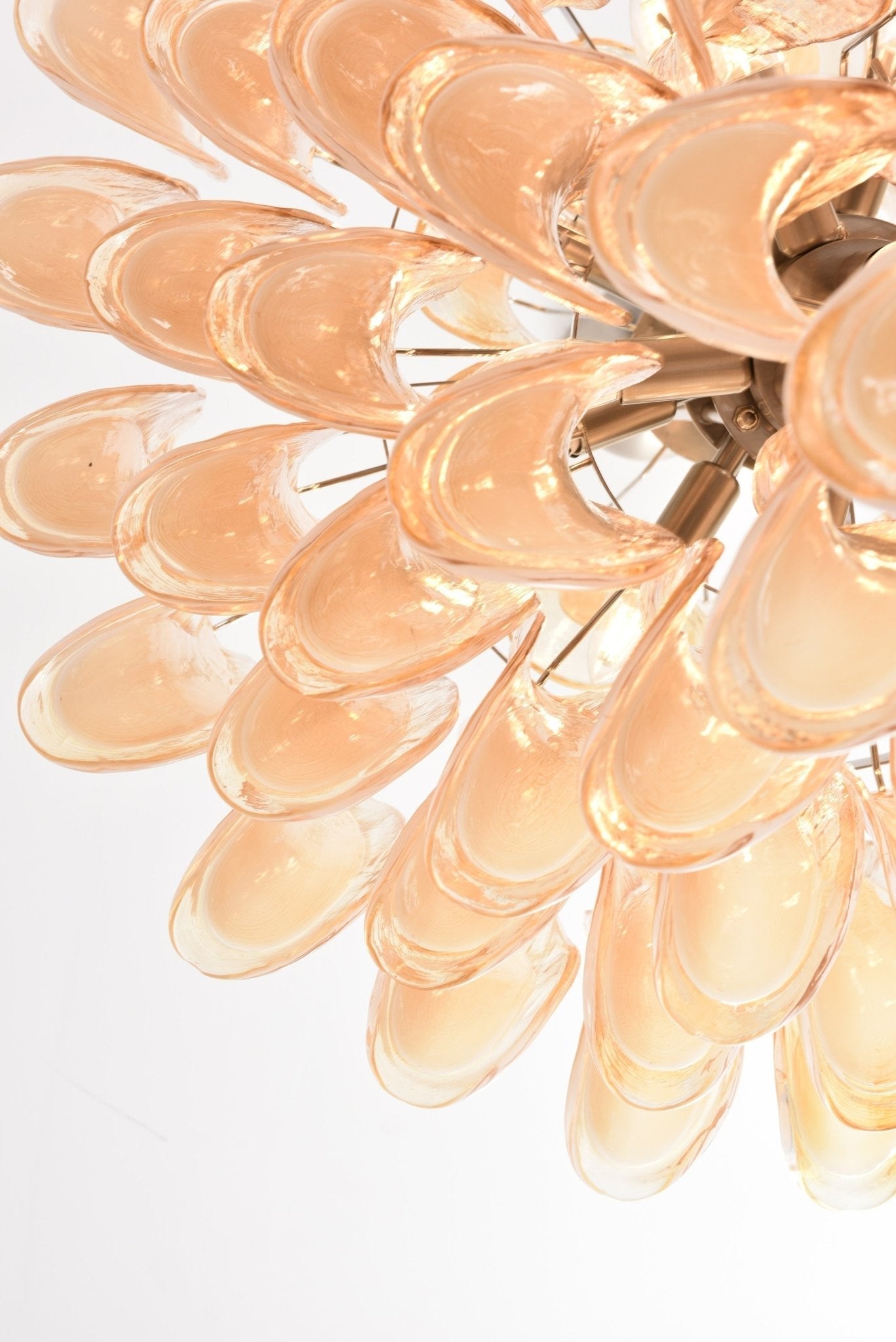 Aurora Chandelier Amber Murano Glass Petal Layered Luxury - Neutralighting