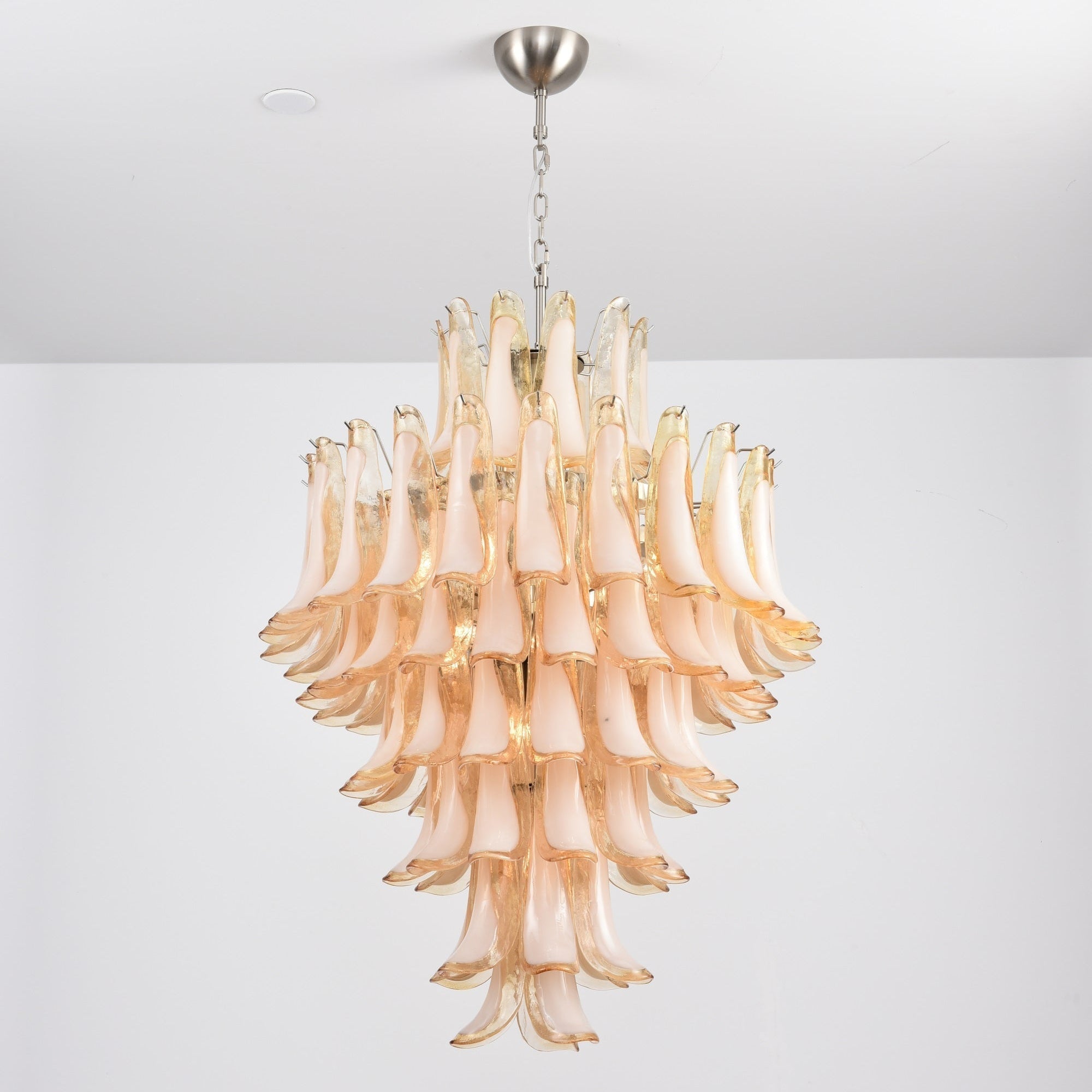 Aurora Chandelier Amber Murano Glass Petal Layered Luxury - Neutralighting