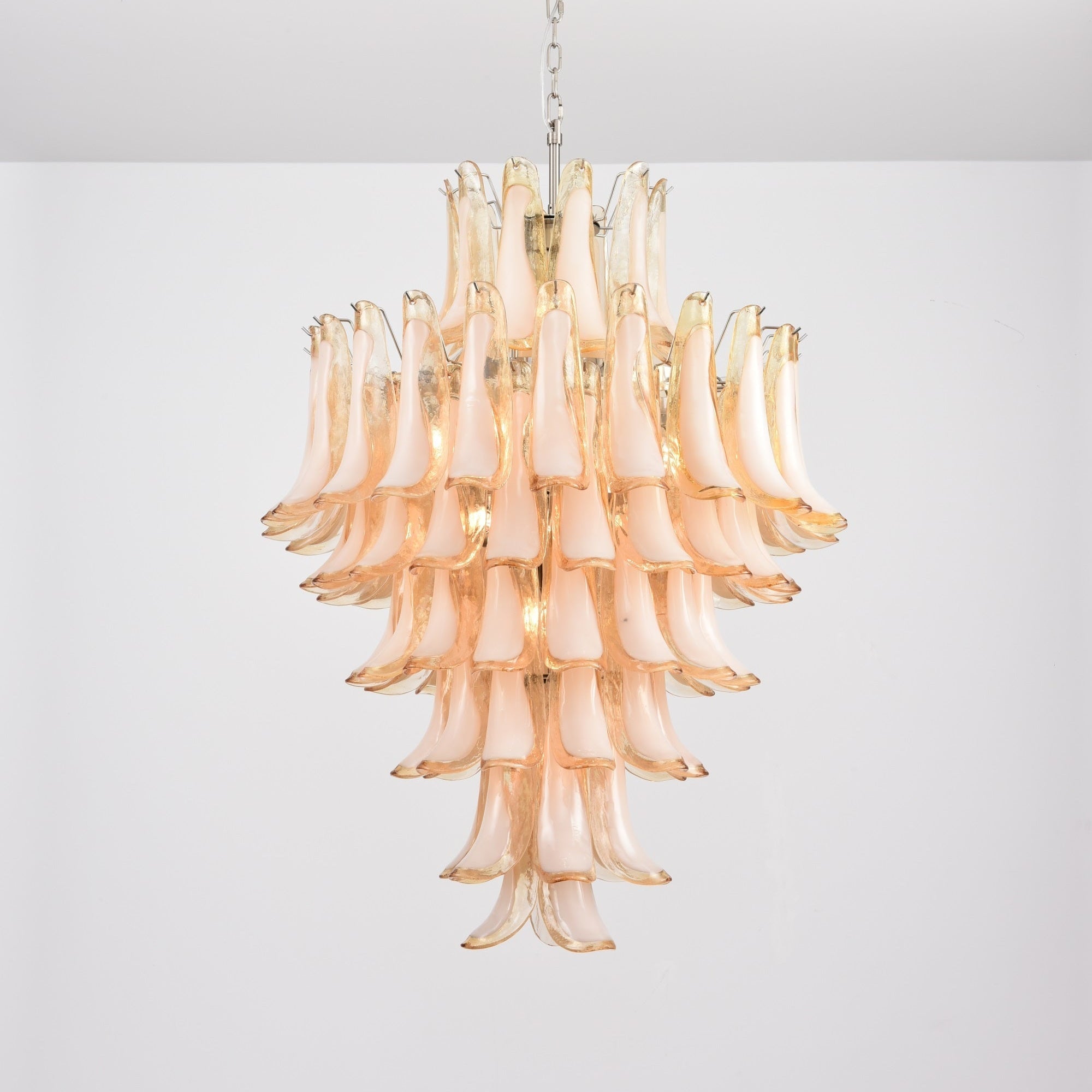 Aurora Chandelier Amber Murano Glass Petal Layered Luxury - Neutralighting