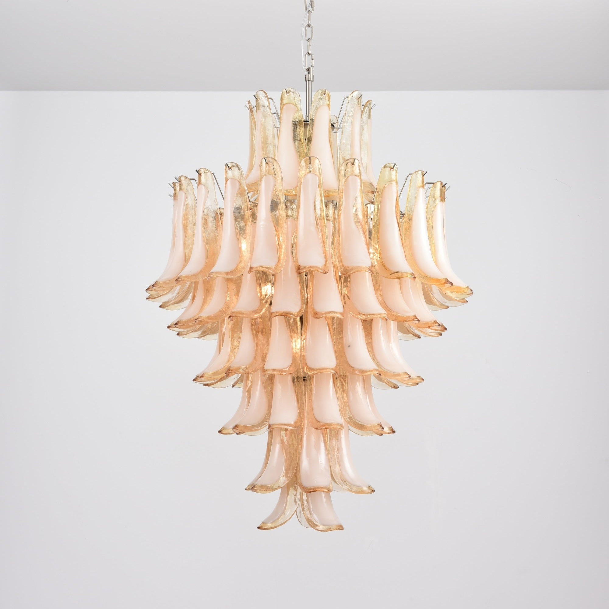 Aurora Chandelier Amber Murano Glass Petal Layered Luxury - Neutralighting