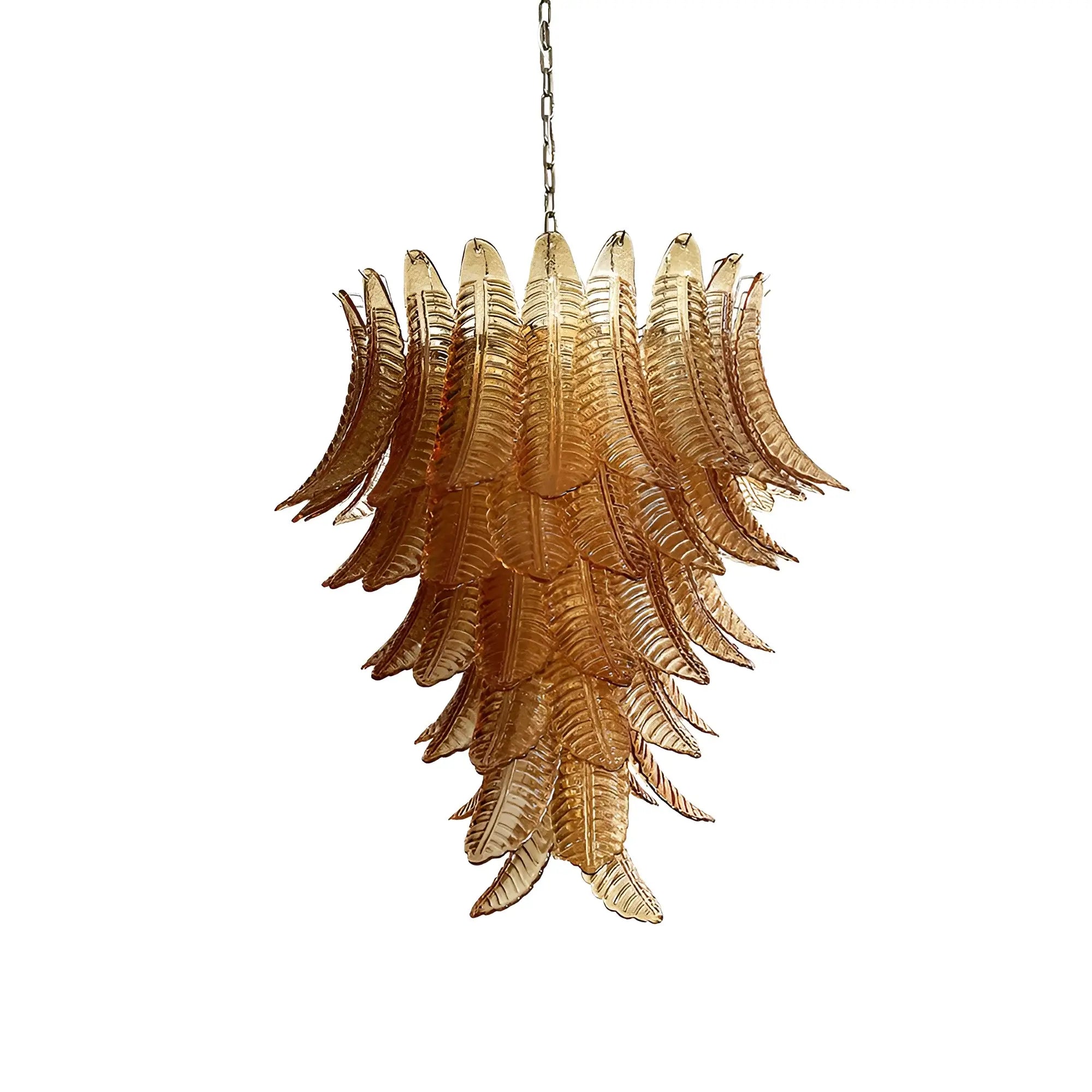 Aurora Chandelier Amber Murano Glass Leaves Layered - Neutralighting