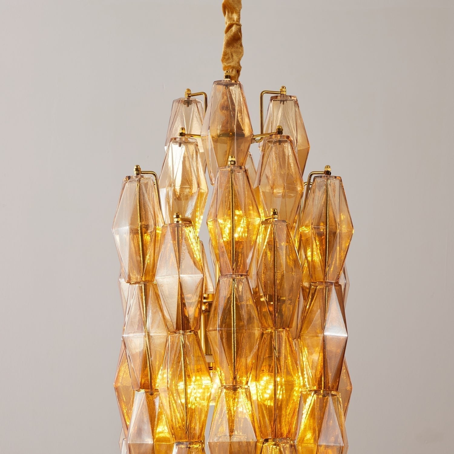 Aurora Chandelier Amber Prism Long Cascading Glass Vintage - Neutralighting
