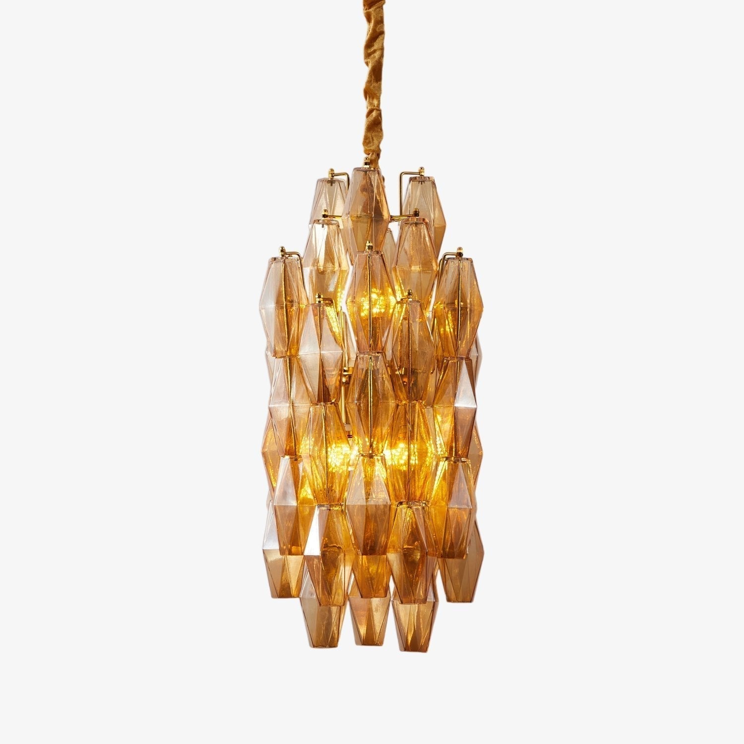 Aurora Chandelier Amber Prism Long Cascading Glass Vintage - Neutralighting
