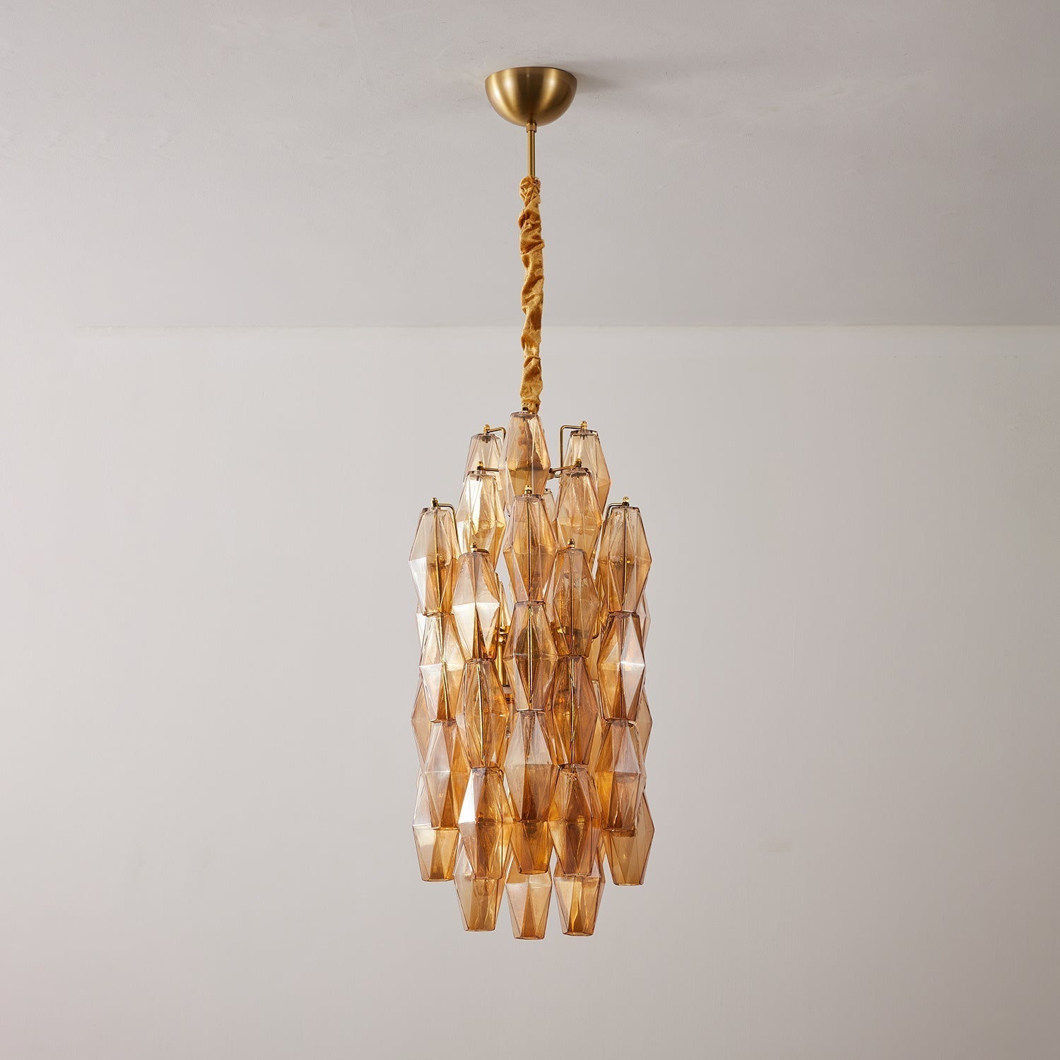 Aurora Chandelier Amber Prism Long Cascading Glass Vintage - Neutralighting