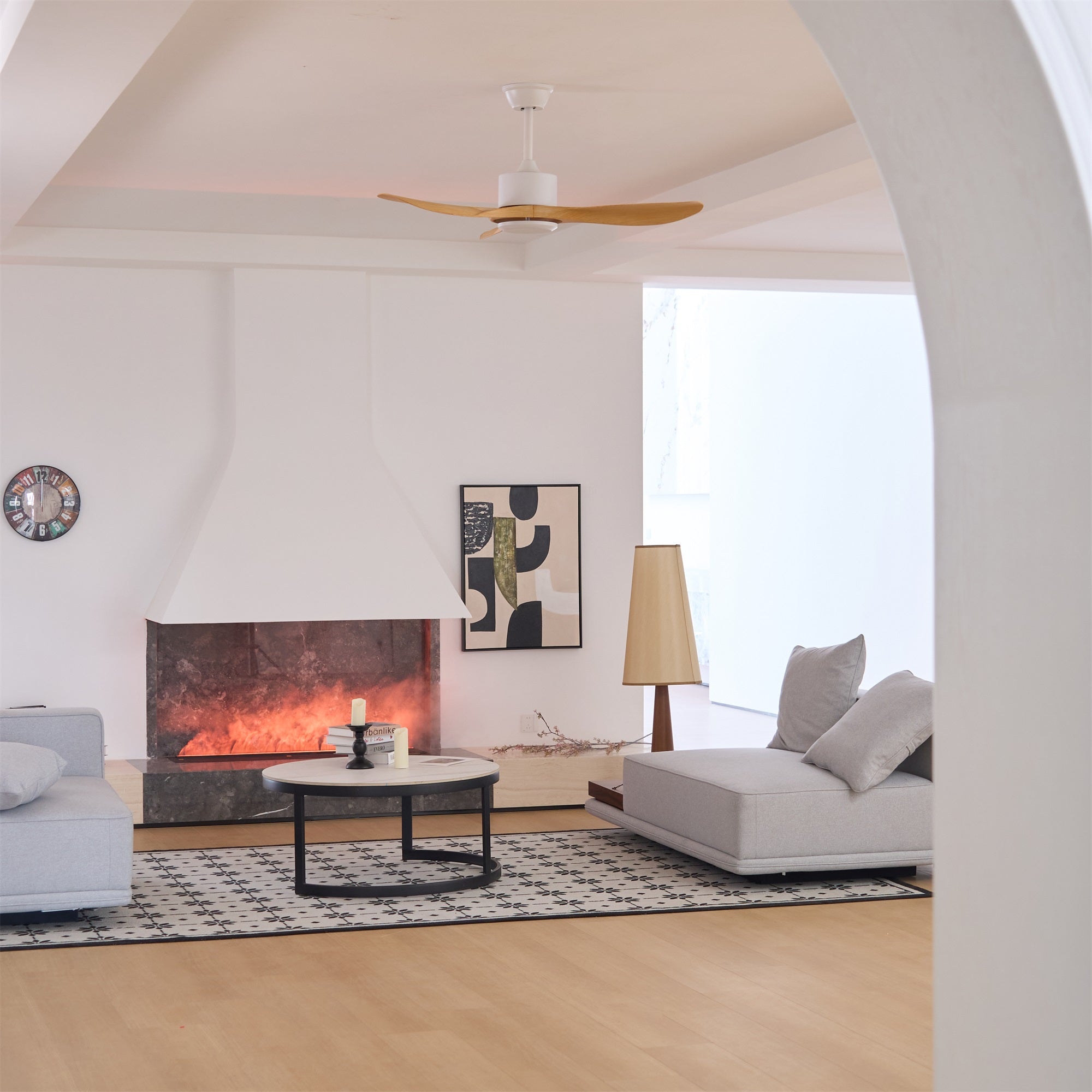 Meren Minimalistischer Deckenventilator aus Holz in Naturholzmaserung