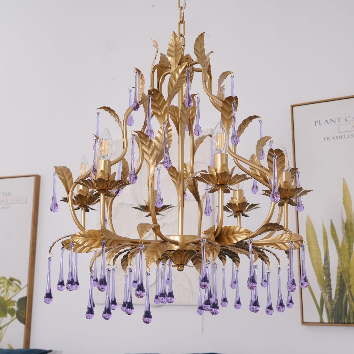 Lustra Pendelleuchte Tropfen Gold Blätter-Letslighting