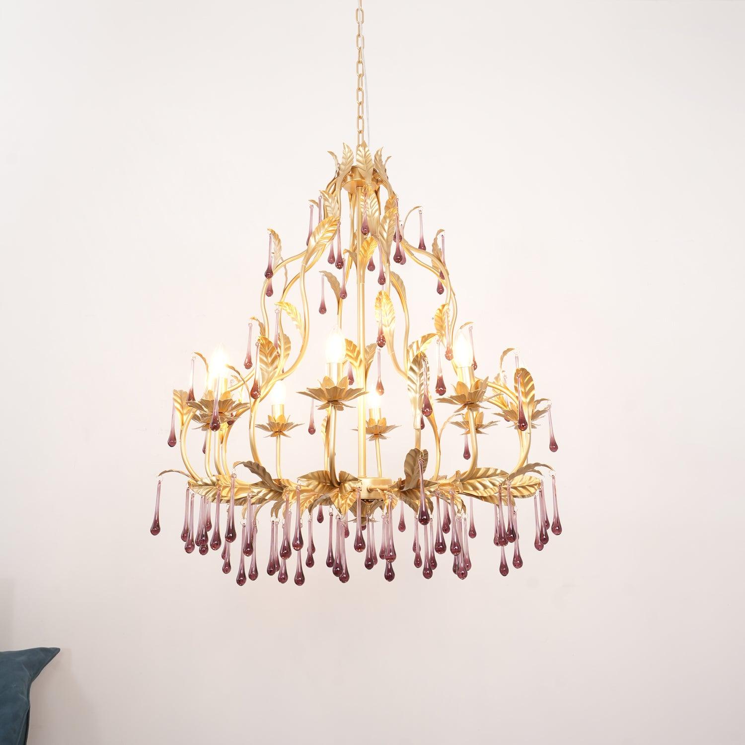 Lustra Pendelleuchte Tropfen Gold Blätter-Letslighting