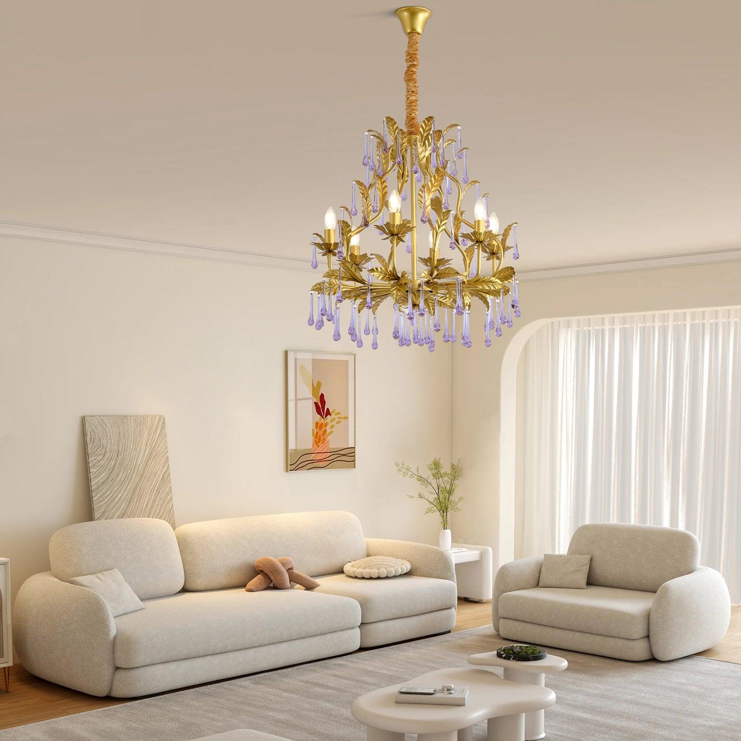 Lustra Pendelleuchte Tropfen Gold Blätter-Letslighting