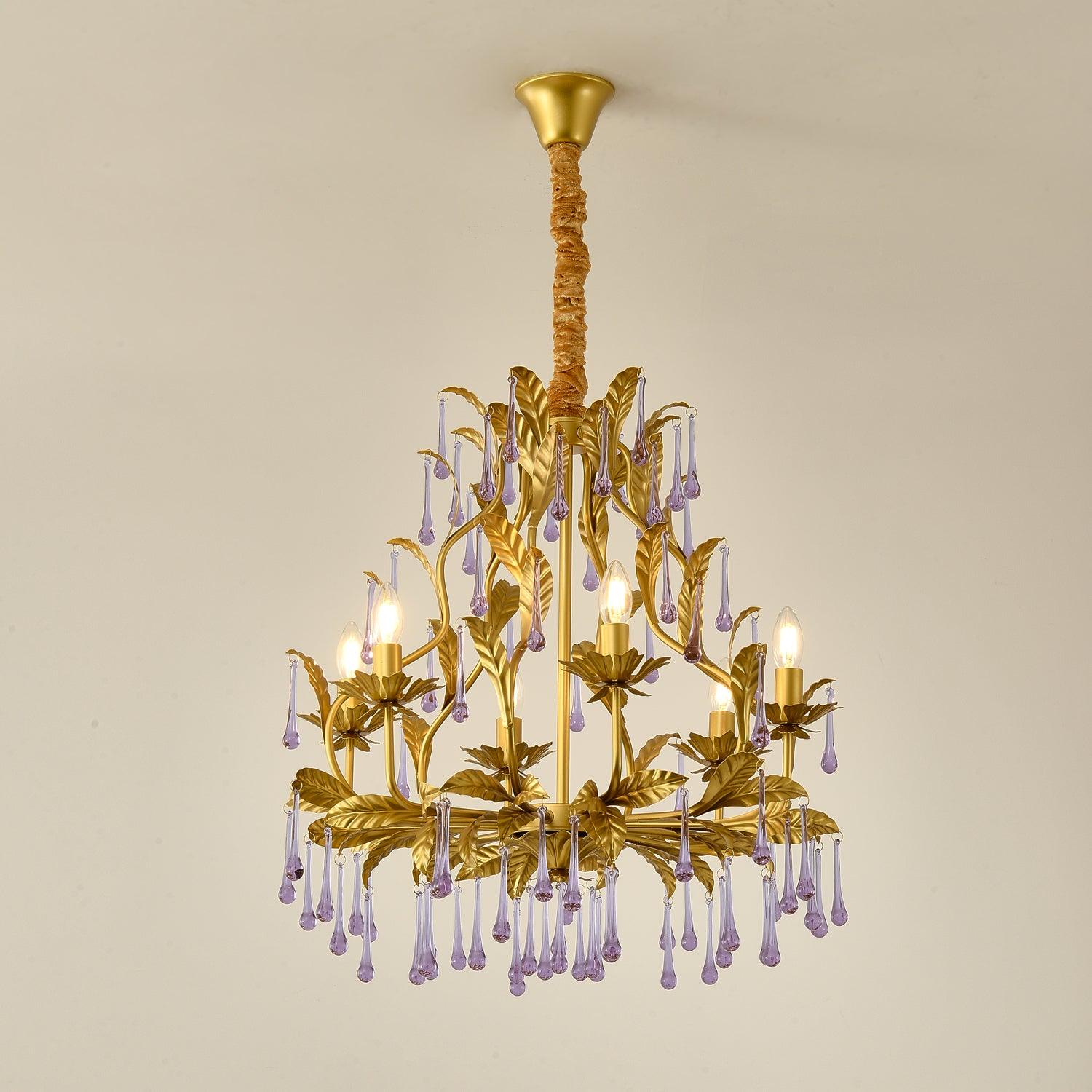 Lustra Pendelleuchte Tropfen Gold Blätter-Letslighting