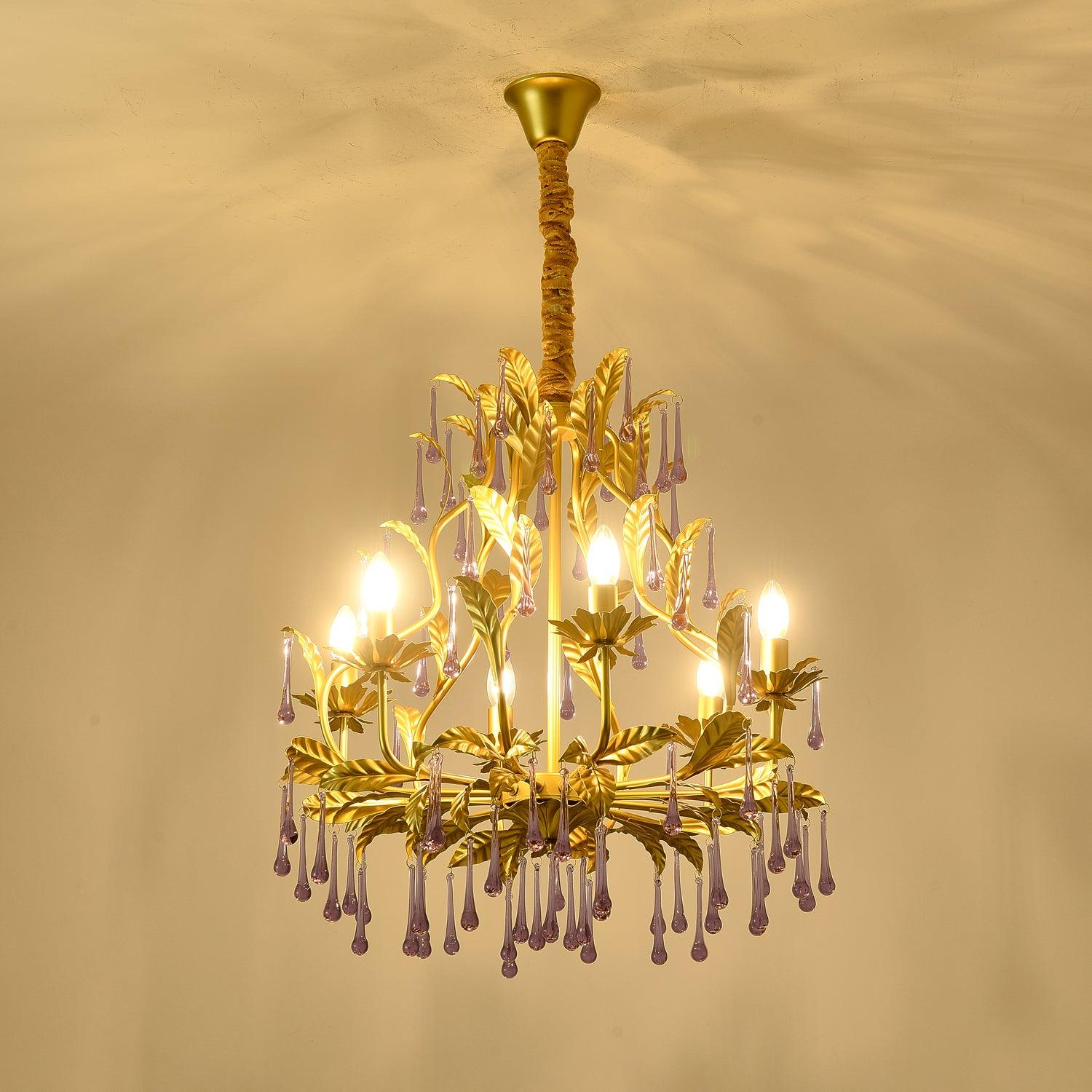Lustra Pendelleuchte Tropfen Gold Blätter-Letslighting