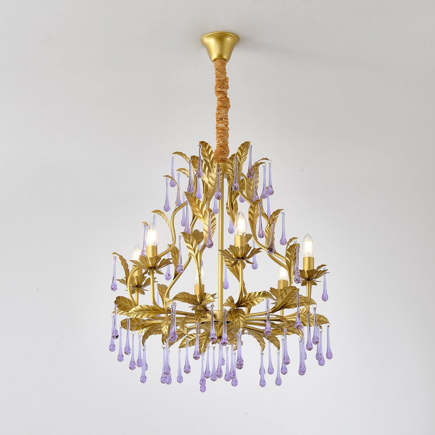 Lustra Pendelleuchte Tropfen Gold Blätter-Letslighting