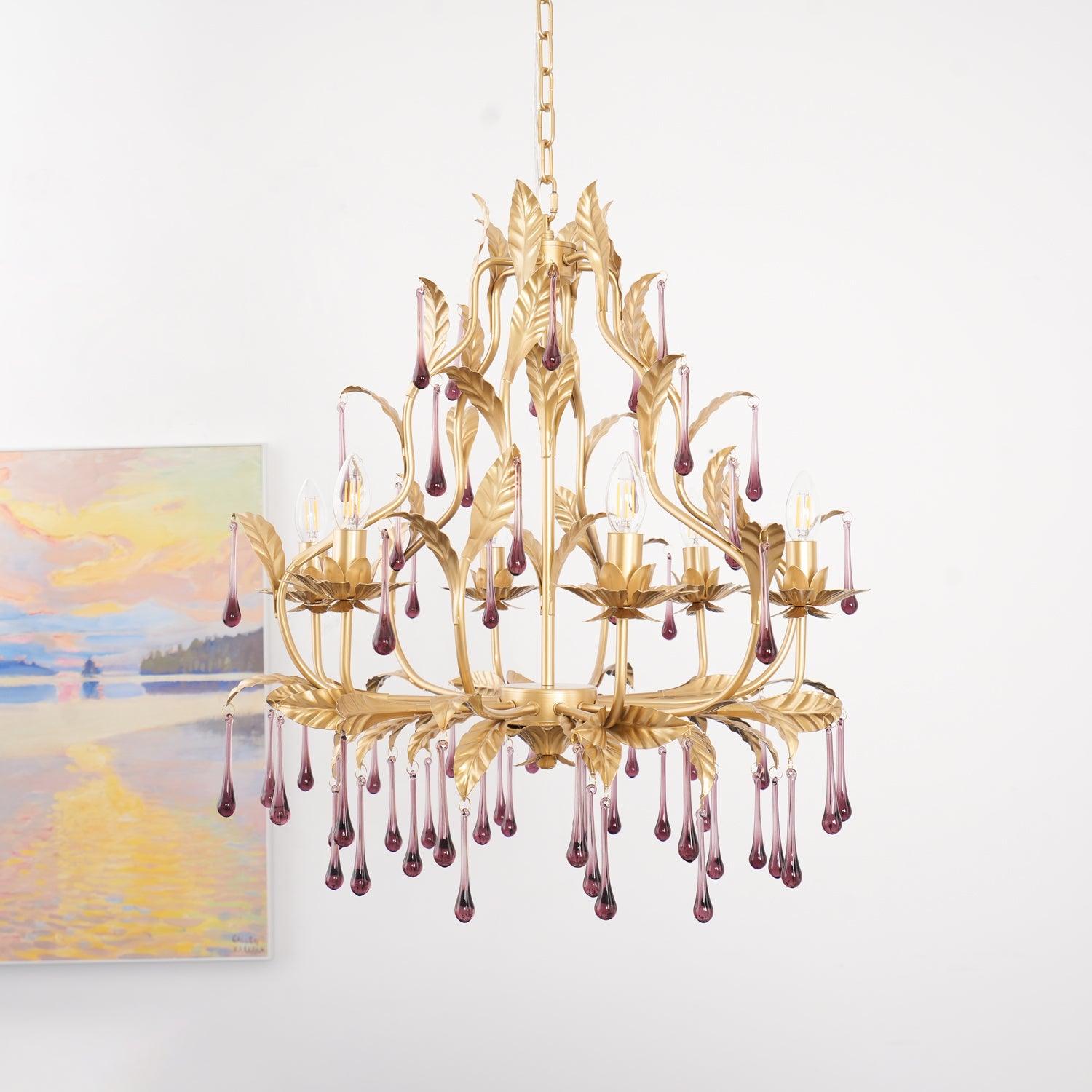 Lustra Pendelleuchte Tropfen Gold Blätter-Letslighting