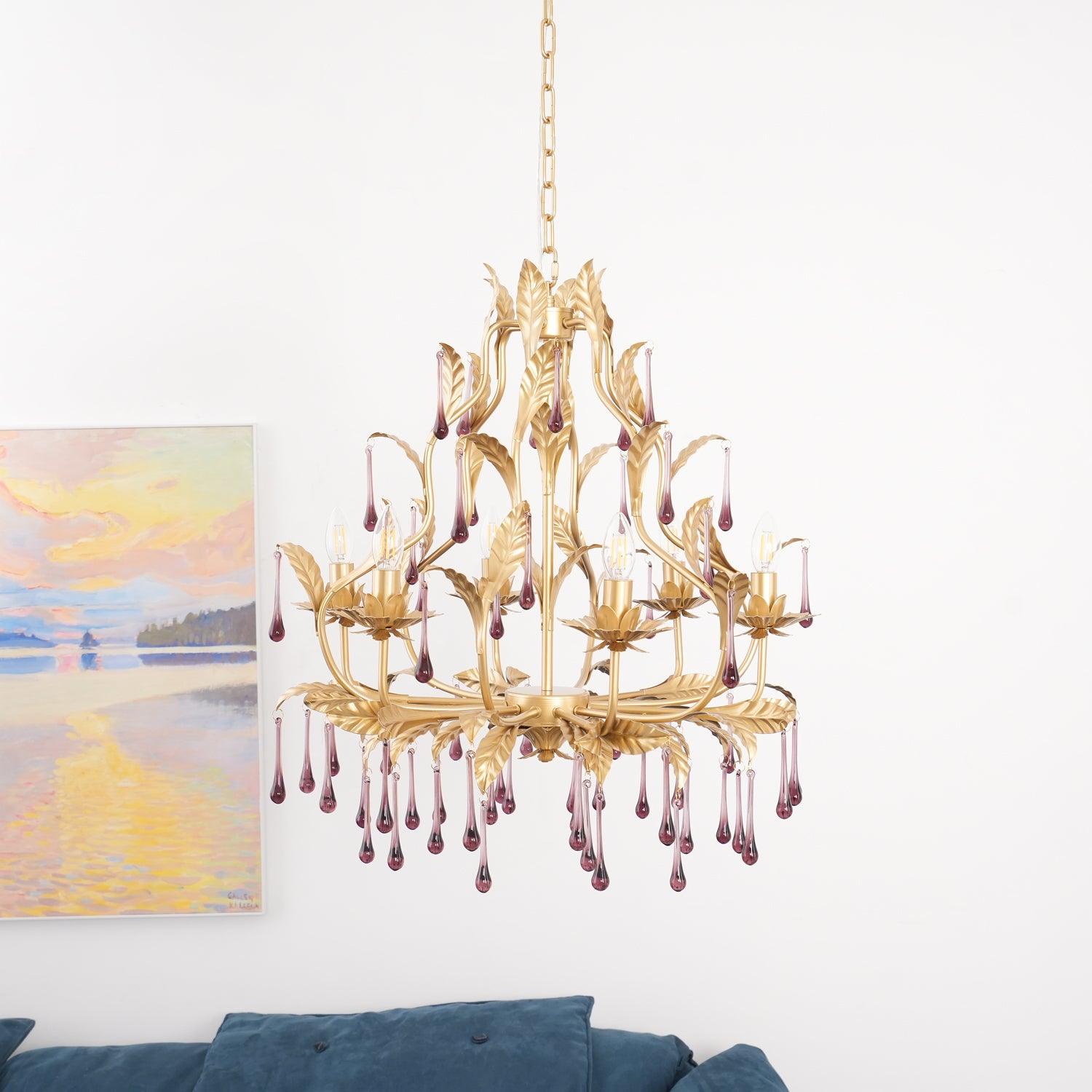 Lustra Pendelleuchte Tropfen Gold Blätter-Letslighting