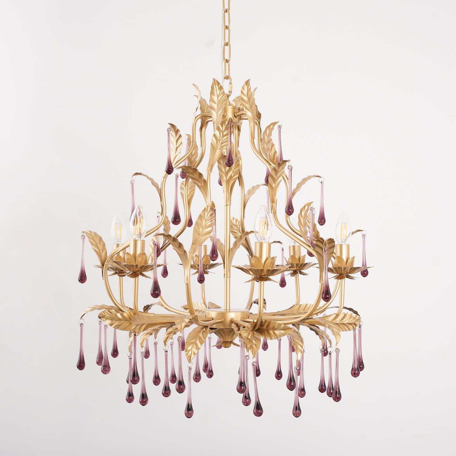 Lustra Pendelleuchte Tropfen Gold Blätter-Letslighting