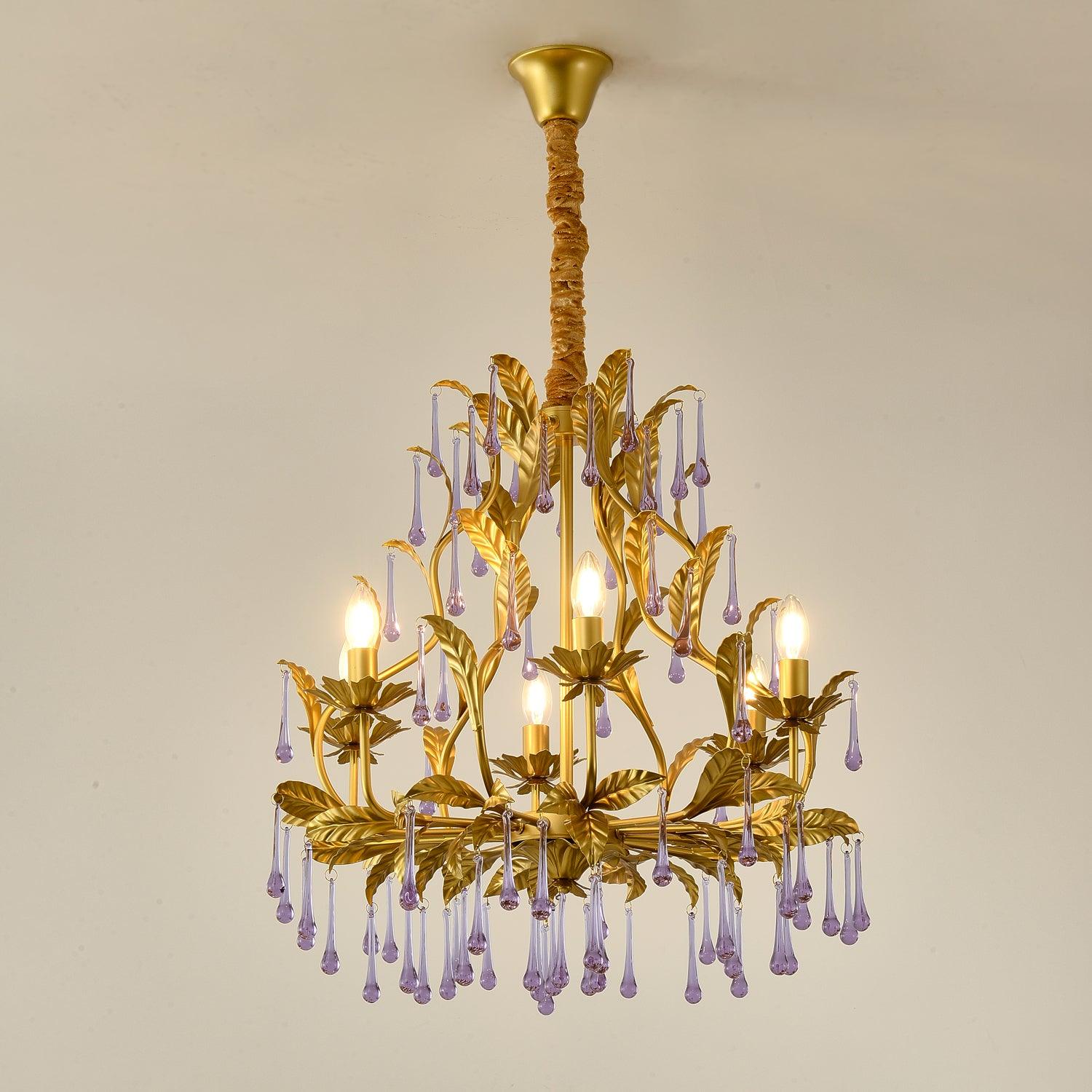 Lustra Pendelleuchte Tropfen Gold Blätter-Letslighting