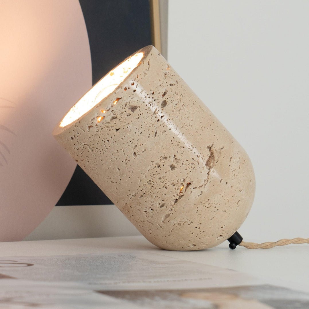 Mysilarae Konisch Block Travertin Tischlampe-Letslighting