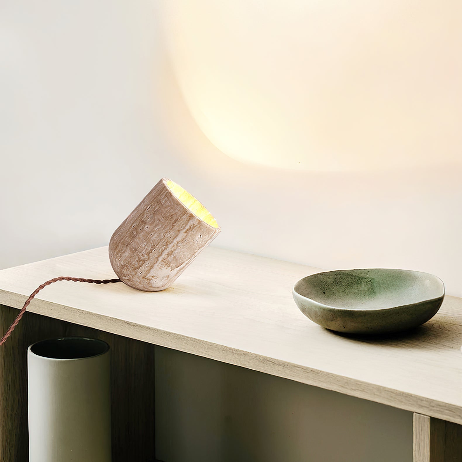 Mysilarae Konisch Block Travertin Tischlampe-Letslighting