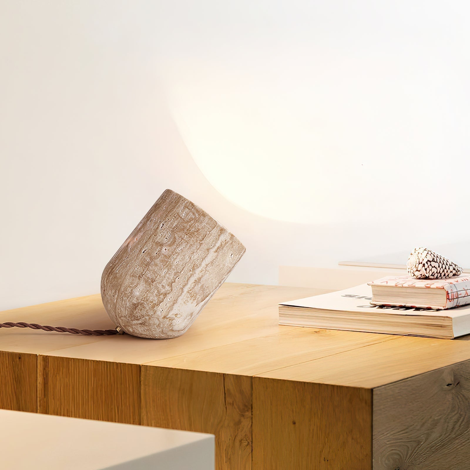 Mysilarae Konisch Block Travertin Tischlampe-Letslighting
