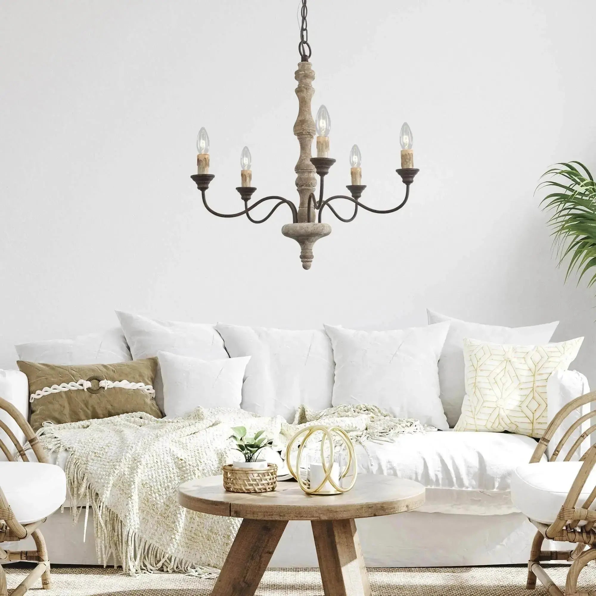 Fljotuvyi Eleganter Vintage-Kronleuchter aus Holz-Letslighting