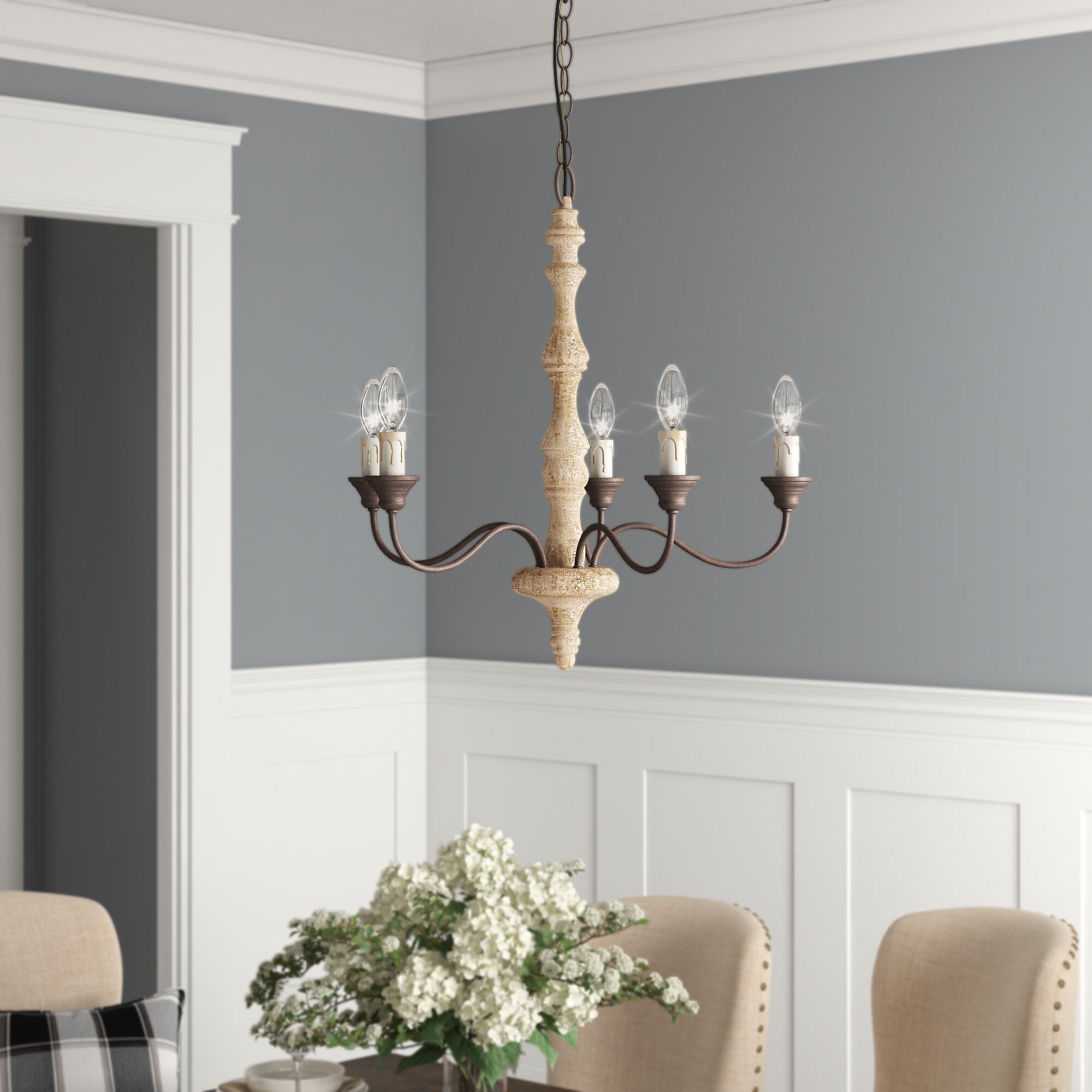 Fljotuvyi Eleganter Vintage-Kronleuchter aus Holz-Letslighting